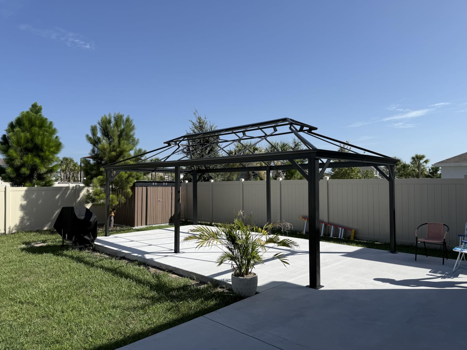 PURPLE LEAF Permanent Hardtop Gazebo 10' X 12' Aluminum, Gray customer photo 2