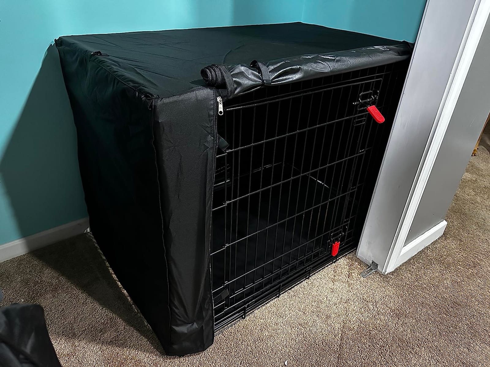 Dog Crate Cover, Double Door Breathable Crate Cover, 36 inches, Black customer photo 1