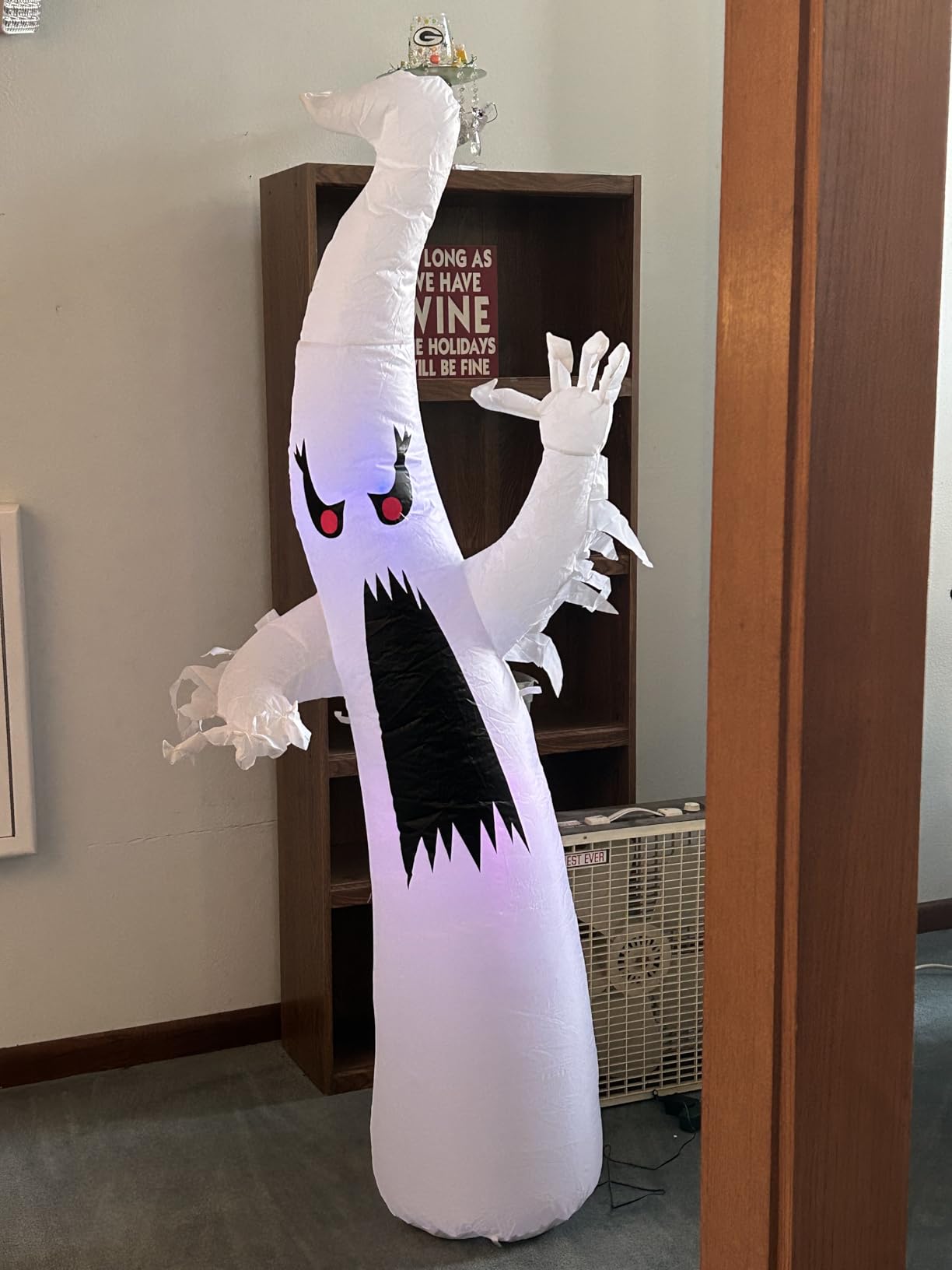 GOOSH 6 FT Halloween Inflatables Ghost Outdoor Decorations Blow Up Yard Scary Red Eye Dimming Ghost with Built-in Colorful LEDs for Garden Lawn Indoor Party Decor customer photo 2
