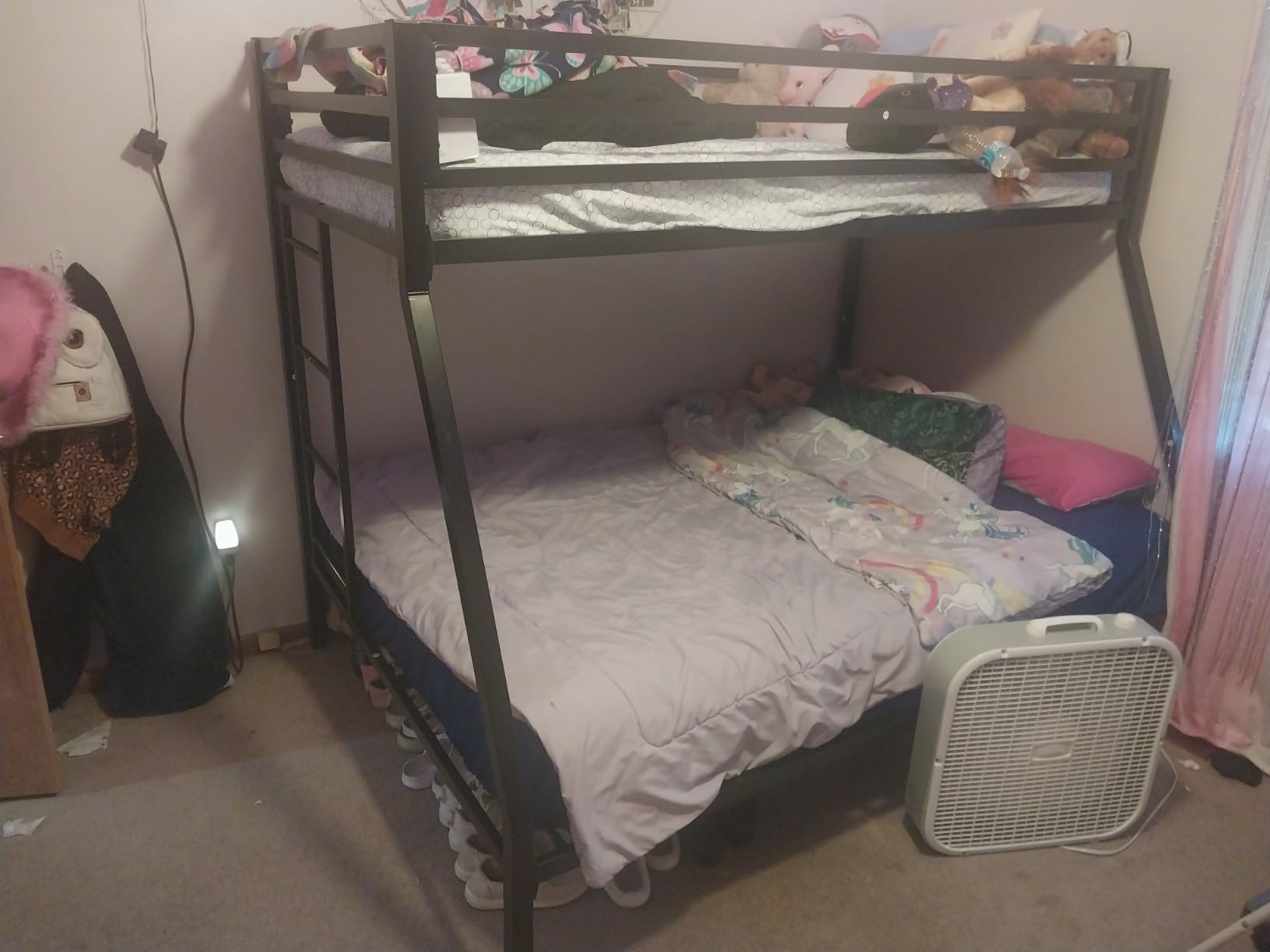 SHA CERLIN Bunk Bed Twin Over Full Size with Ladder and Guardrail,Black customer photo 2
