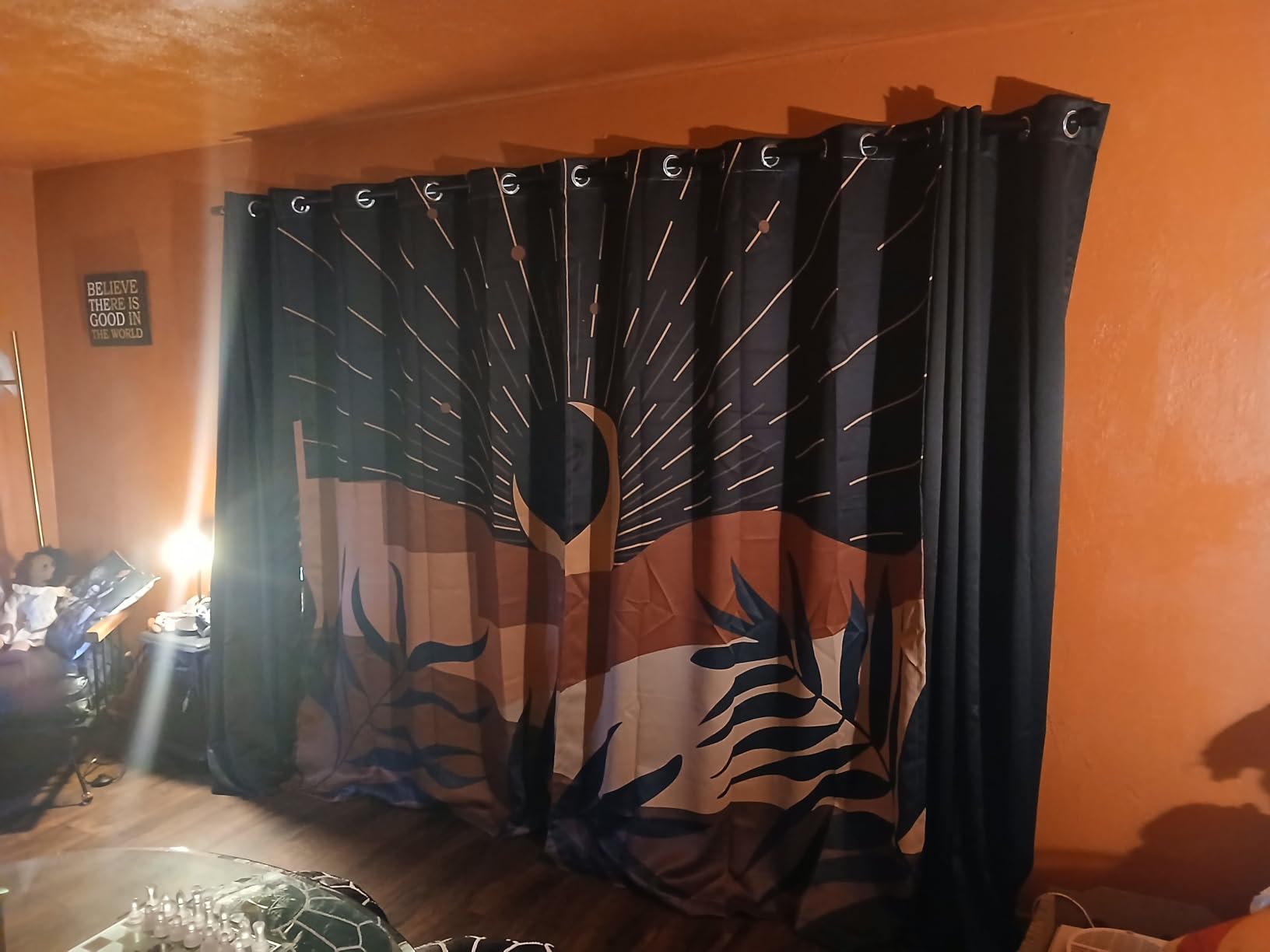 Joydeco Blackout Curtains for Bedroom 84 Inch - Black Out Curtains with Grommets Thermal Insulated Room Darkening Light Blocking, Noise Reducing & Wrinkle-Free Drapes for Living Room Windows, 2 Panels customer photo 1