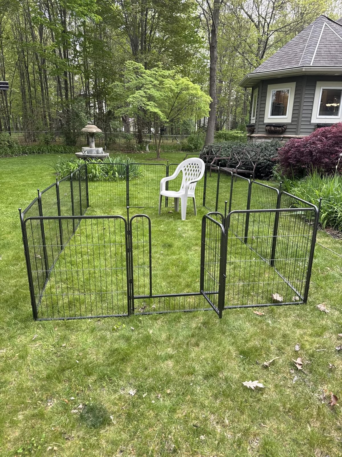 Dog Playpen,32/40/45 Inch Height in Heavy Duty, Folding Indoor Outdoor Anti-Rust Dog Exercise Fence, Portable Pet Playpen with Door for Large Medium Small Dogs and Pet (16 Panels, 32 Inch) Silver customer photo 2
