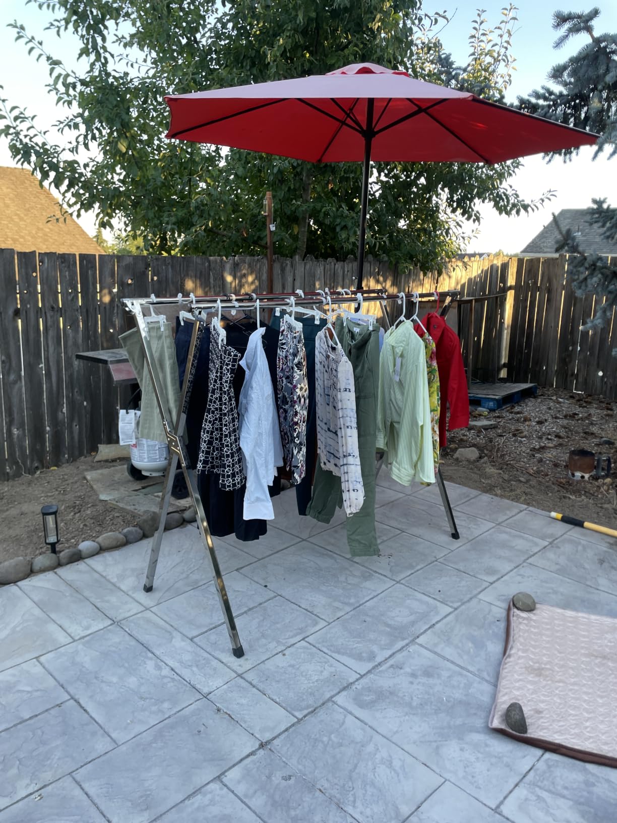 AUGMIRR Clothes Drying Racks Outdoor, 82 Inches Updated Version,Stainless Steel Laundry Drying Rack for Indoor Outdoor and The Balcony,Length Adjustable Saves Space,with Windproof Hooks(002) customer photo 1