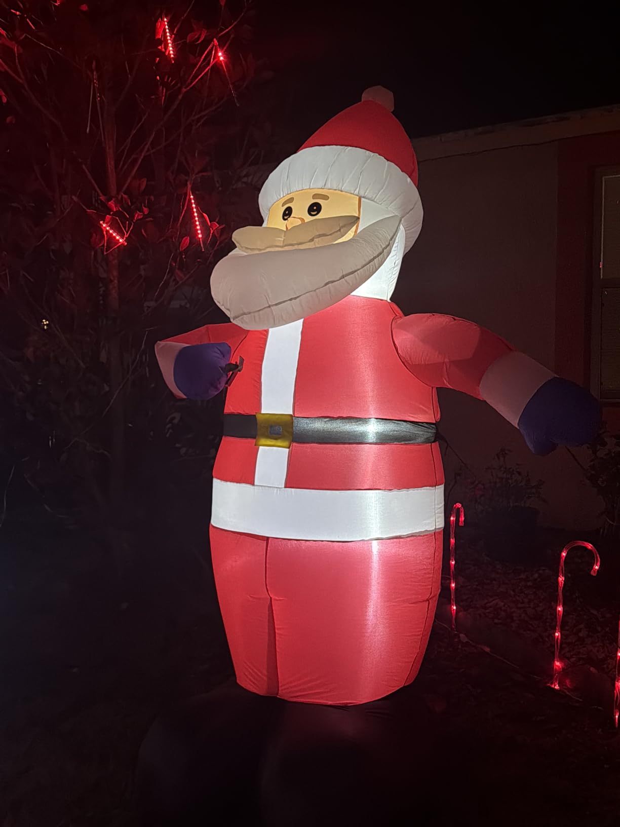 8 FT Christmas Inflatables Santa Claus Outdoor Decorations, Blow Up Santa Claus with Gifts Bag, Big Santa Carrying Presents Sack, Built-in LED Light, Xmas Outside Decor for Front Back Yard Garden Lawn customer photo 1