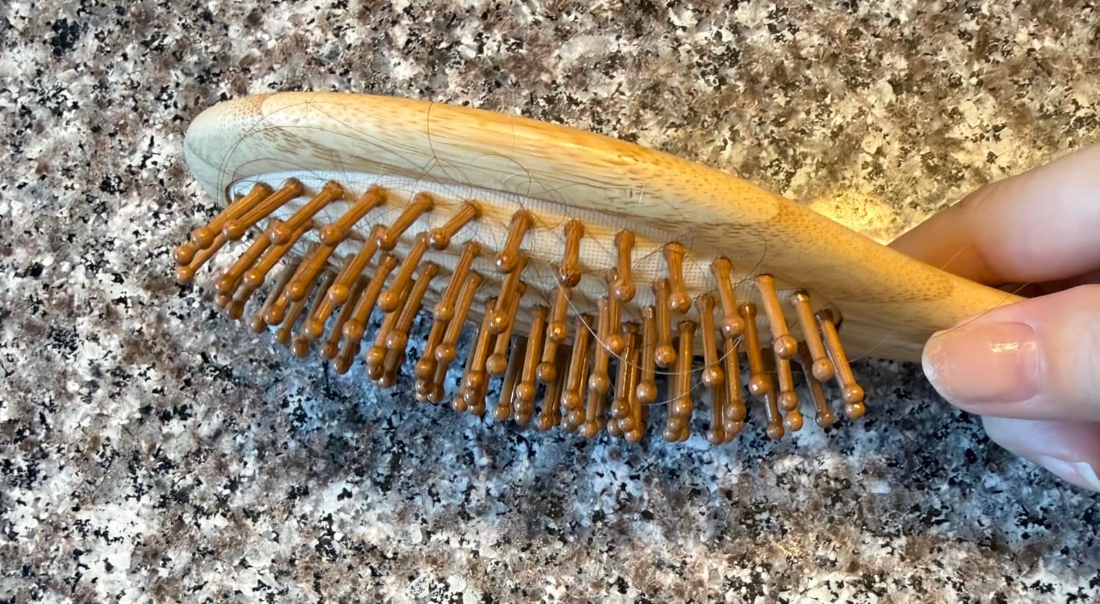 GAINWELL Bamboo Hair Brush for Hair Growth, Natural Bamboo Bristles Detangling Wooden Paddle Hairbrush for Massaging Scalp, for Women Men and Kids, for All Hair Types, with Ergonomic Handle customer photo 1