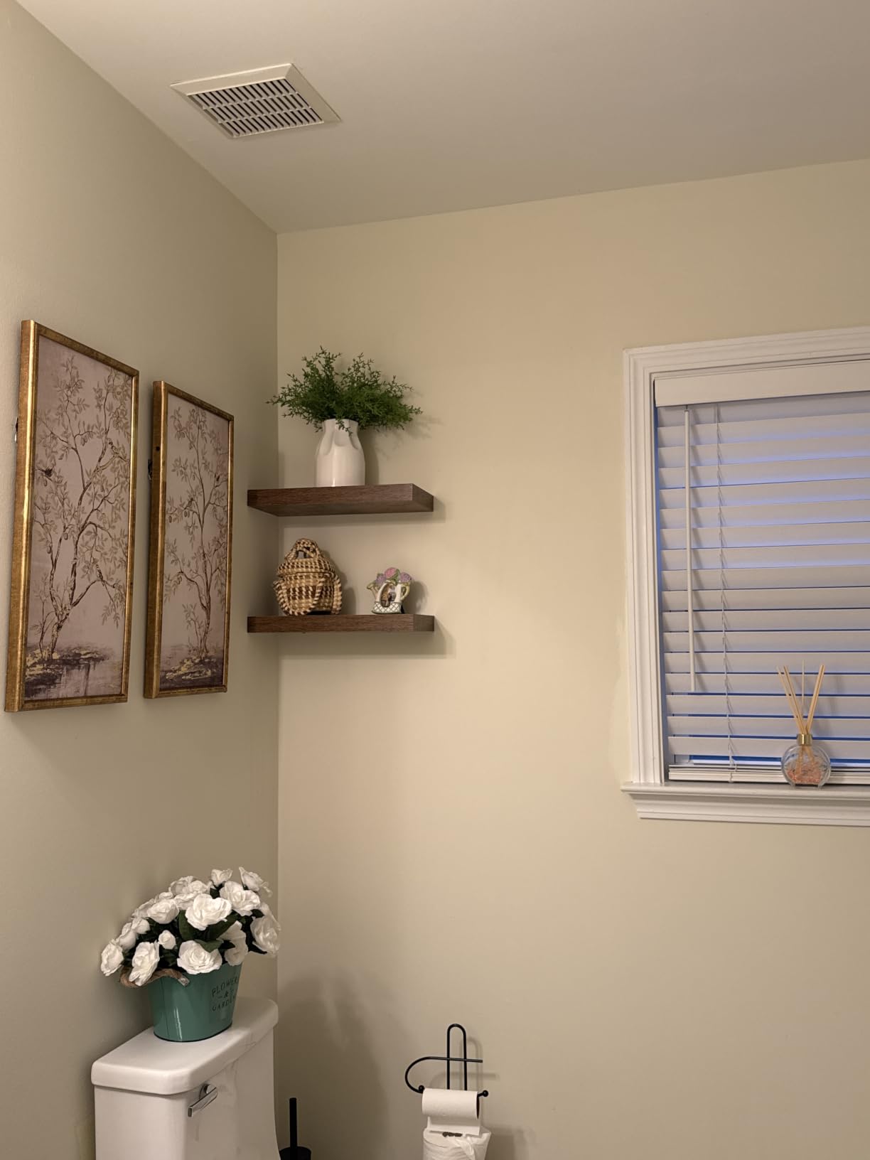 QEEIG Bathroom Floating Shelves for Wall (Brown, Set of 2, 15.7