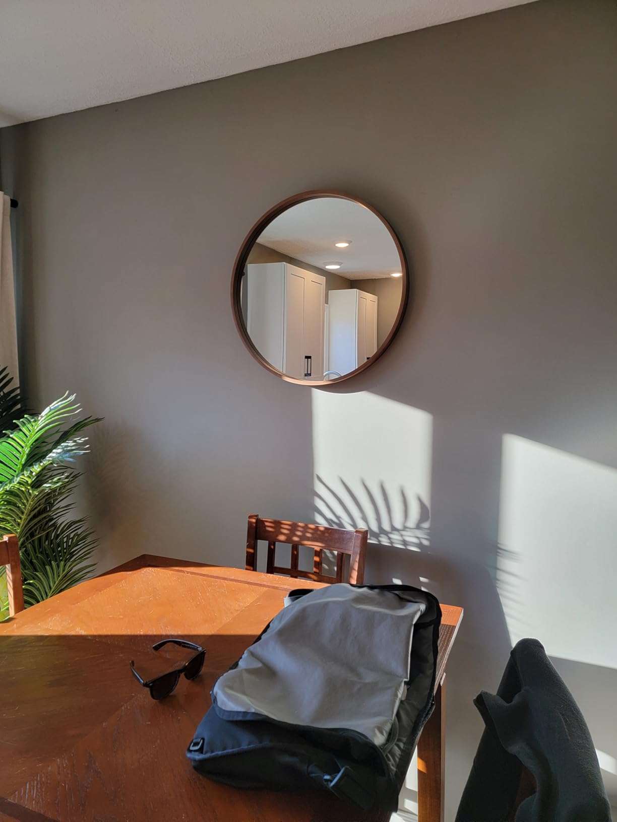WallBeyond Round Wood Mirror 24 inch Circle Wall Mirror for Bathroom Round Wall Mirror for Wall Decor, Vanity, Entryway Living Room (Natural) customer photo 1