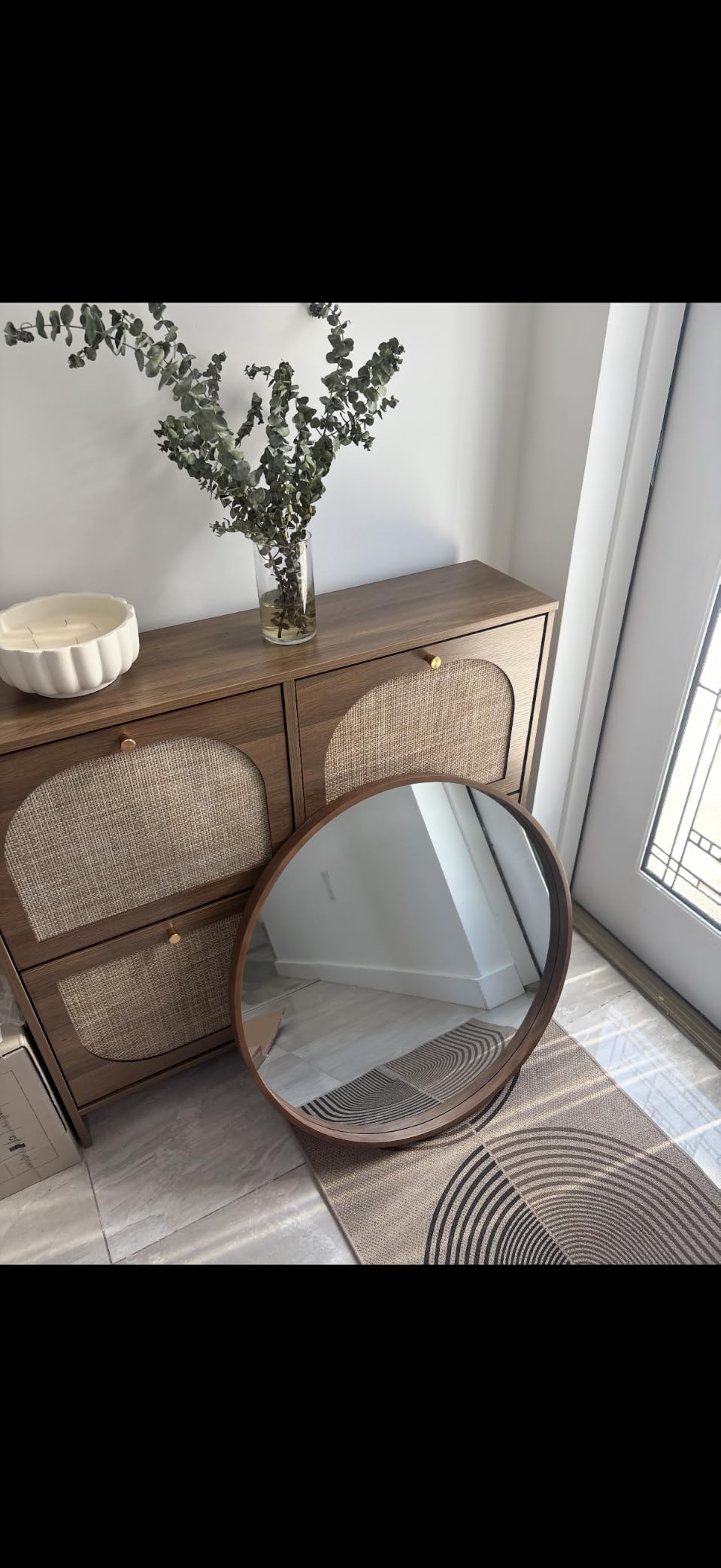 WallBeyond Round Wood Mirror 24 inch Circle Wall Mirror for Bathroom Round Wall Mirror for Wall Decor, Vanity, Entryway Living Room (Natural) customer photo 2