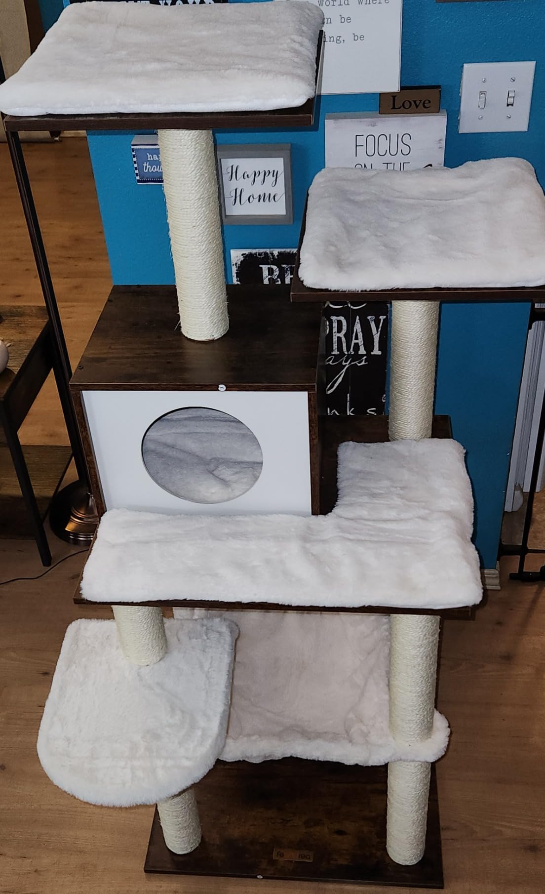 Feandrea Cat Tree, 56.3-Inch Contemporary Cat Tower, Multi-Level Condo customer photo 2
