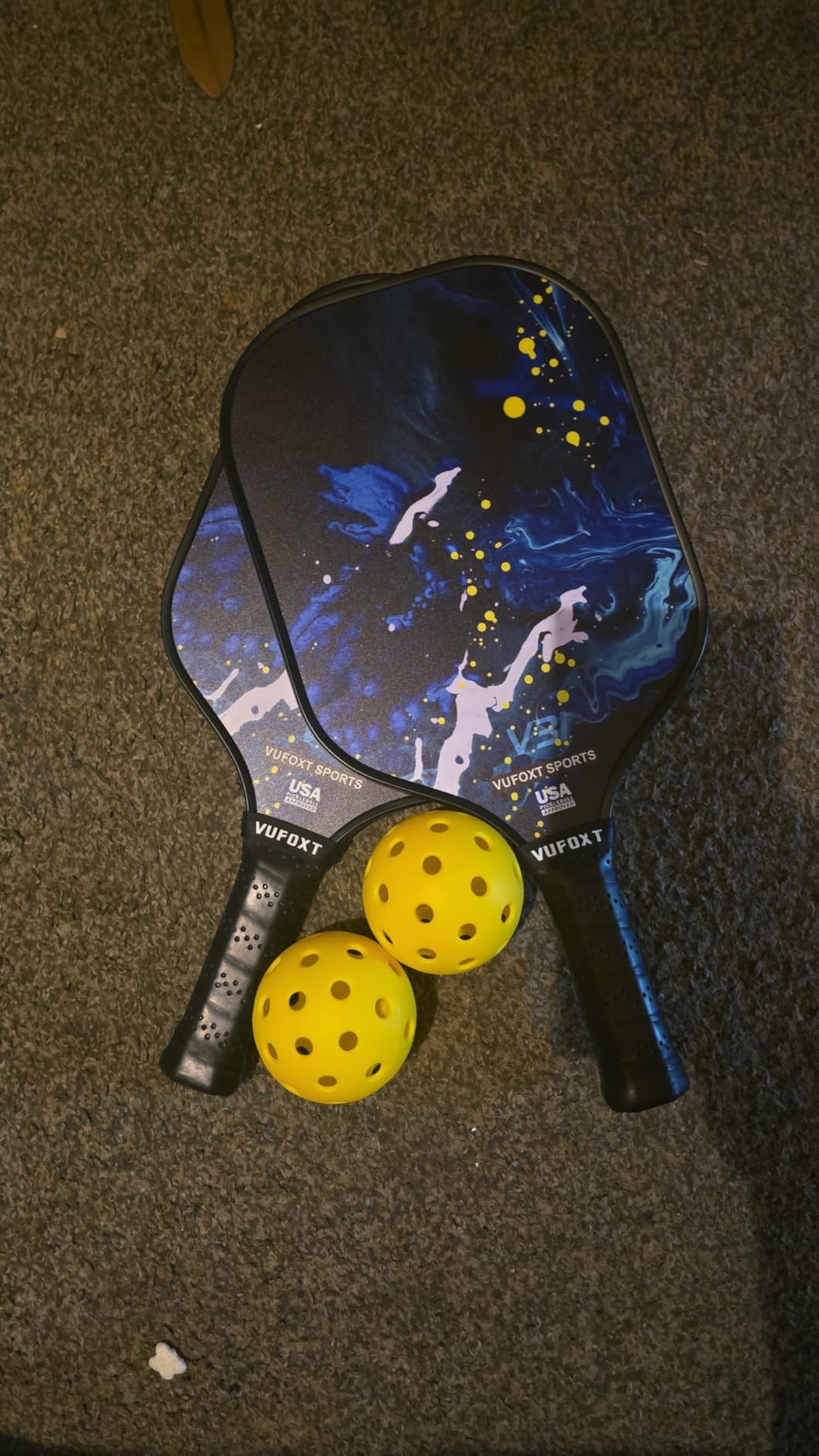 Pickleball Paddles Set of 2/4, USAPA Approved Carbon Fiber Surface Pickle Ball Set - 14mm PP Honeycomb Core of Lightweight Pickleball Rackets -Suitable for Beginners' Training and Game(Blue) customer photo 1