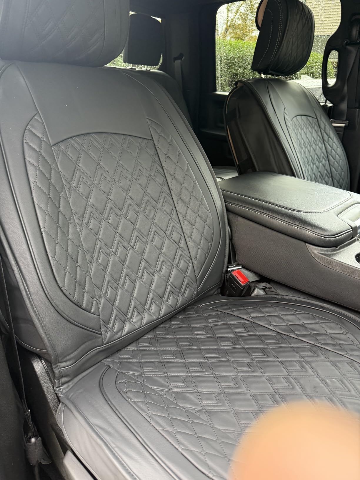 JOJOBAY Car Seat Covers for Dodge Ram Full Set,Fit Ram 2009-2026 1500/2500/3500 Pick-up Truck,Crew,Regular,Quad,Mega Cab,Waterproof Leather Seat Covers Protectors(5 PCS Full Set,Black) customer photo 1