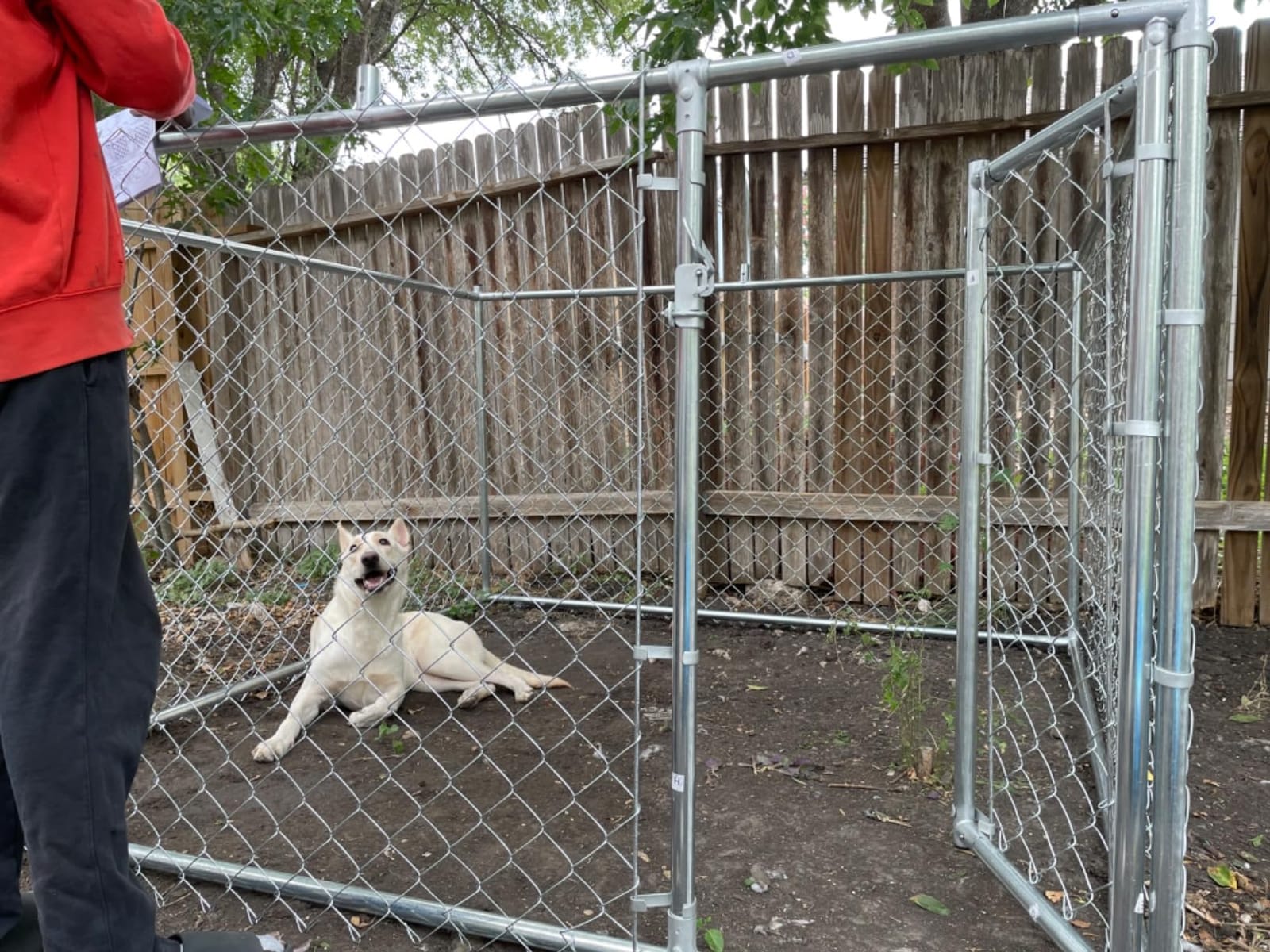 HITTITE Extra Large Outdoor Dog Kennel, Anti-Rust Dog Kennel Outside with Roof, Galvanized Chain Link Dog Runs for Outside with Waterproof UV-Resistant Cover and Secure Lock customer photo 1