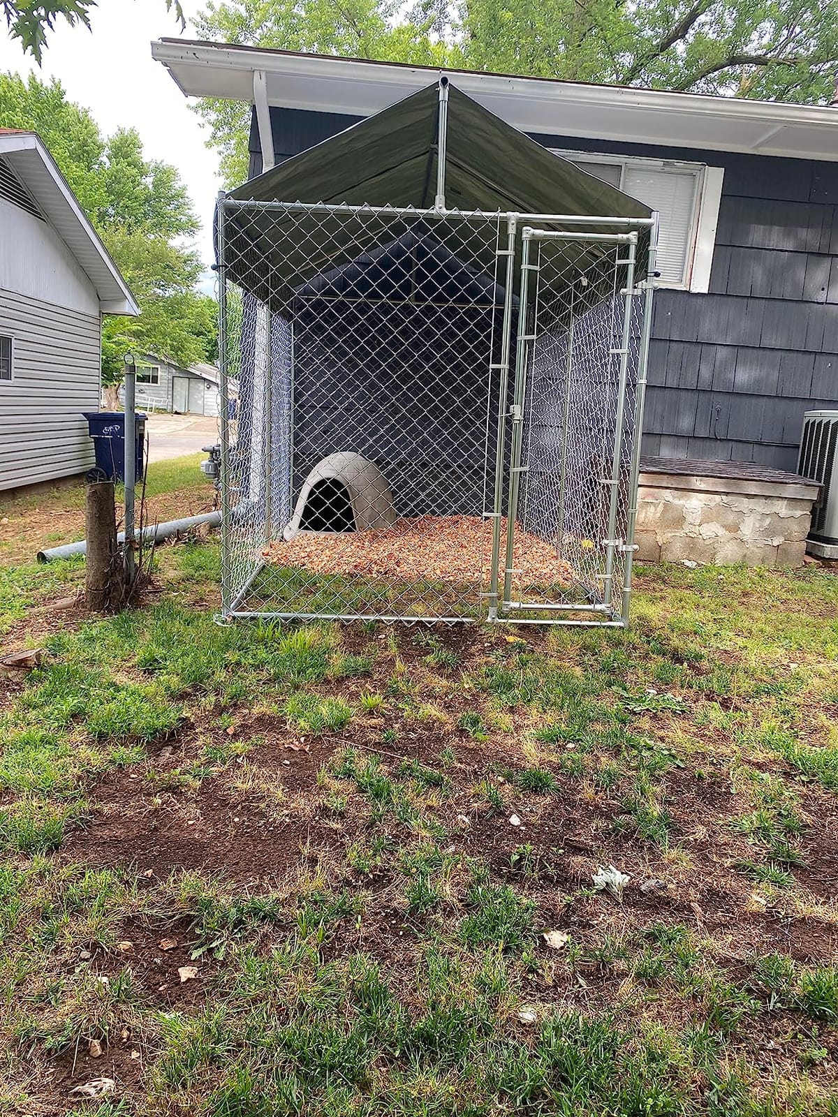 HITTITE Extra Large Outdoor Dog Kennel, Anti-Rust Dog Kennel Outside with Roof, Galvanized Chain Link Dog Runs for Outside with Waterproof UV-Resistant Cover and Secure Lock customer photo 2