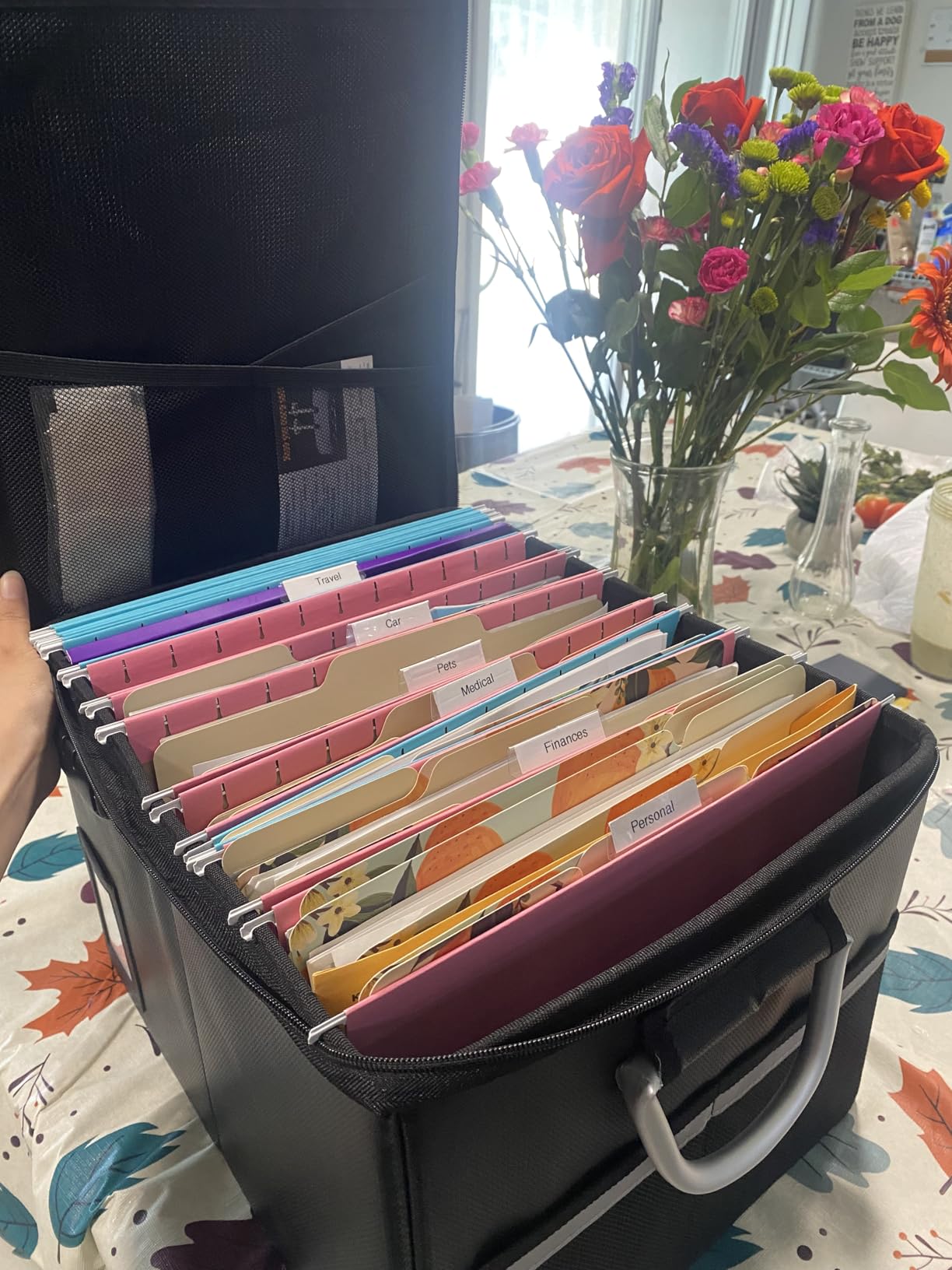 TOMKID Fireproof Document Box, Fireproof File Box with Lids, Important Document Organizer Box with Lock, Portable File Folder Organizer with Handle, 1 Folder (Random Color) customer photo 2