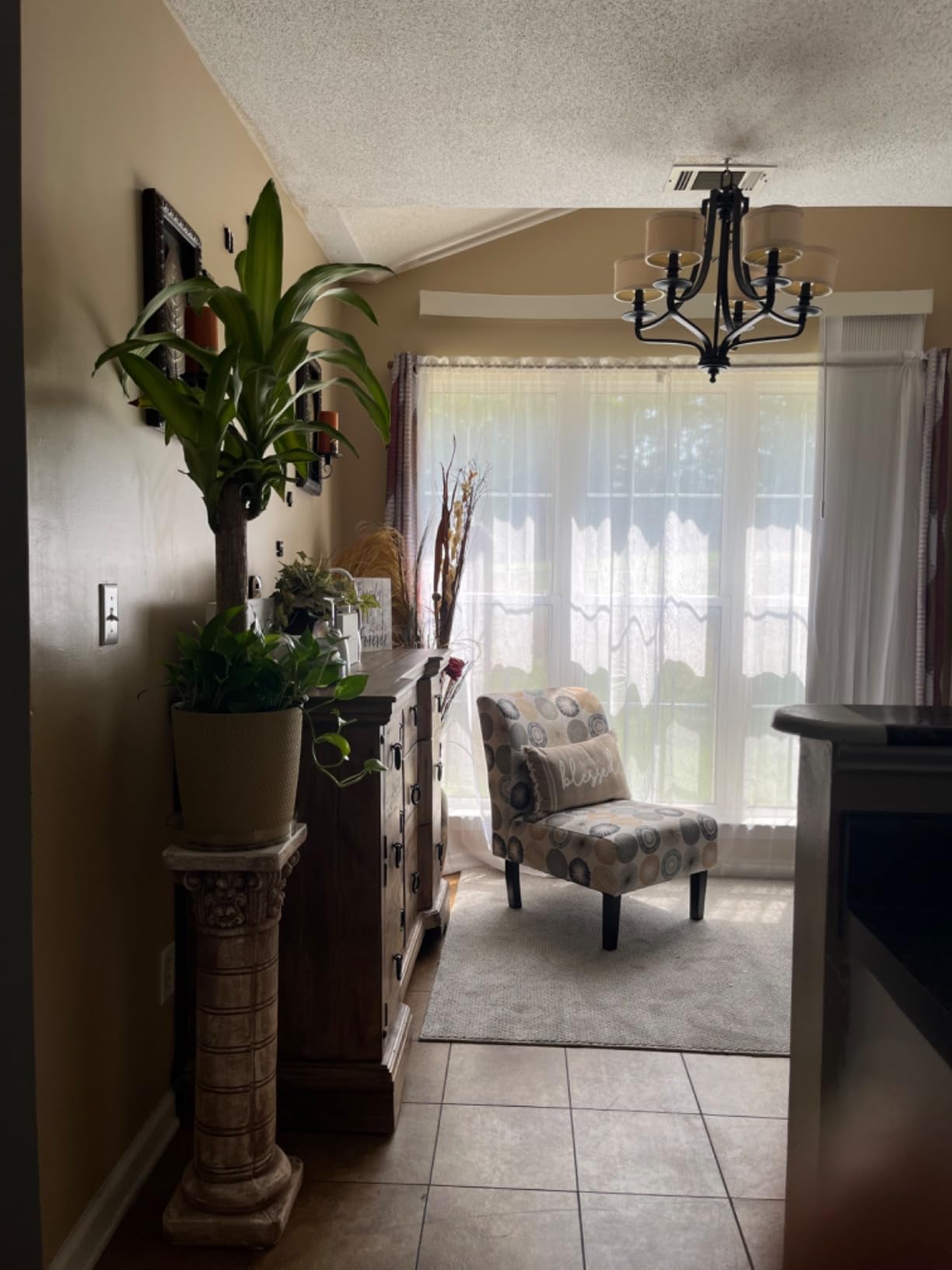 Signature Design by Ashley Armless Accent Chair, Ivory & Blue Floral customer photo 1