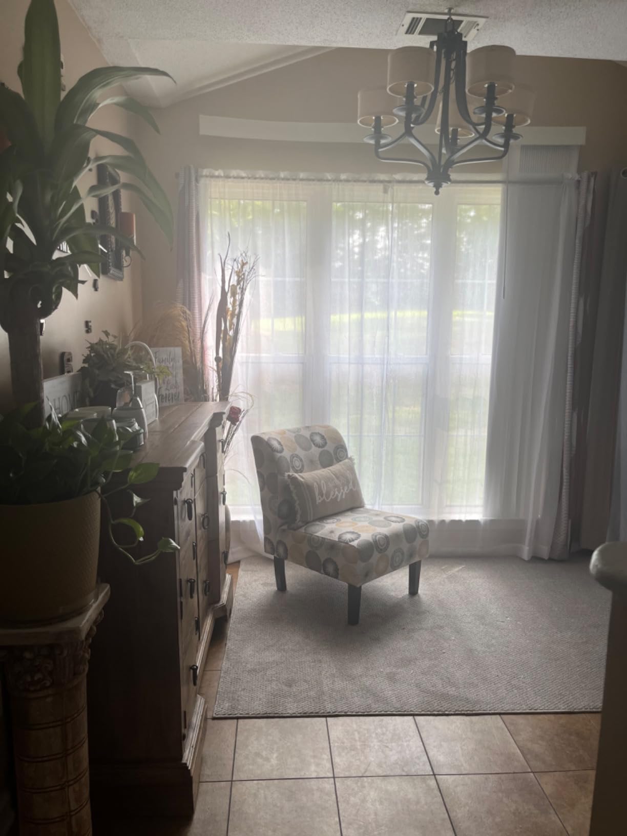 Signature Design by Ashley Armless Accent Chair, Ivory & Blue Floral customer photo 2