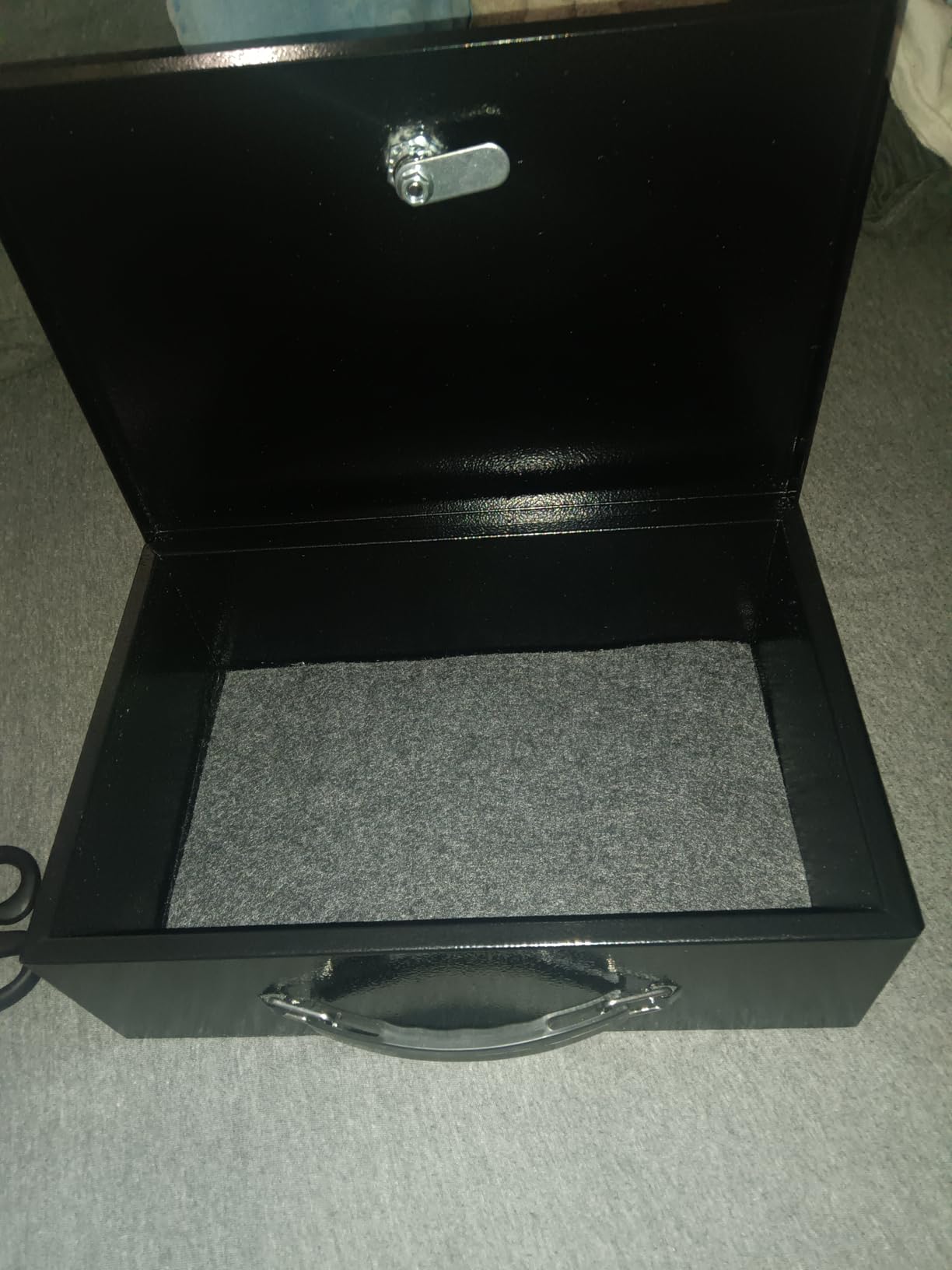KYODOLED Fireproof Document Box with Key Lock, Small Lock Boxes for Personal Items, Fire and Water Resistance, Fireproof Safe Box for Documents, Jewelry, Passport, Cash, 12.6'' x 8.3'' x 3.58'' Black customer photo 2