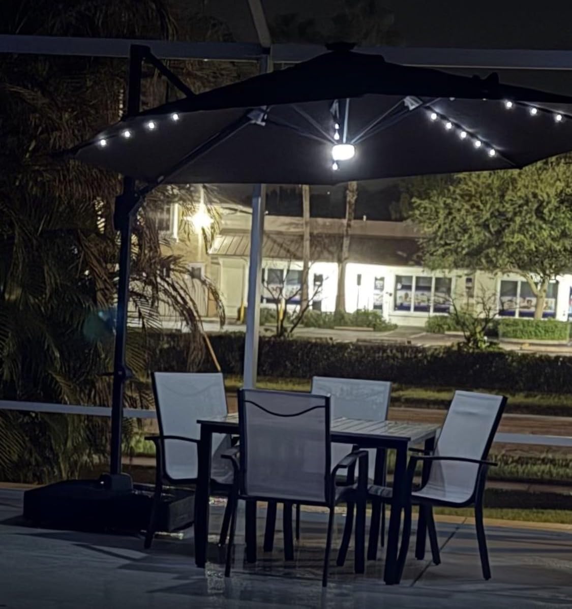 Best Choice Products 10ft Solar LED Cantilever Patio Umbrella, 360-Degree Rotation Hanging Offset Market Outdoor Sun Shade for Backyard, Deck, Poolside w/Lights, Easy Tilt, Cross Base - Burgundy customer photo 1