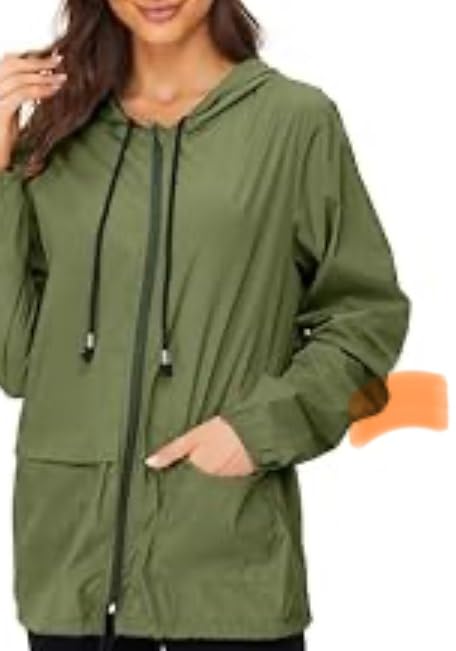 Zando Lightweight Rain Jacket Women Packable Waterproof Raincoat with Hood customer photo 2