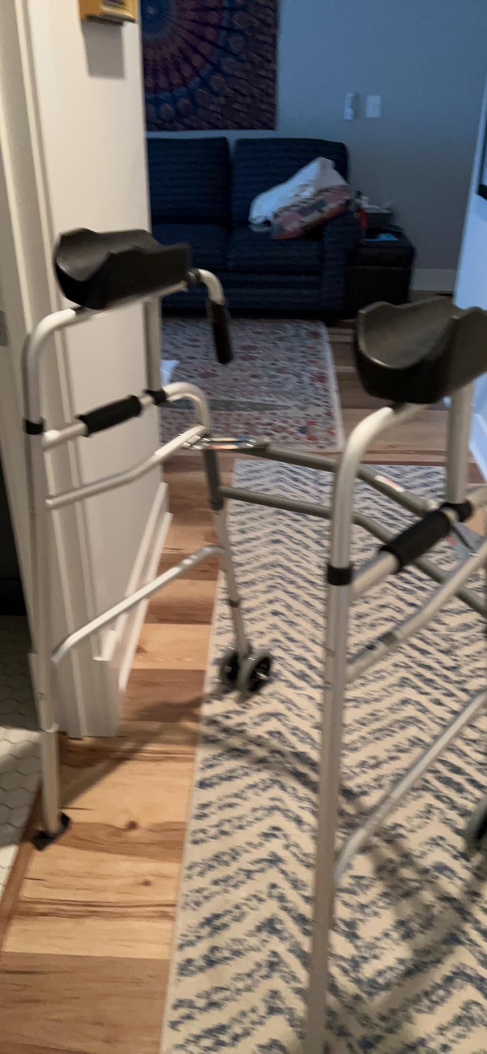 Medline Upright Walker with 5” Dual Wheels, Forearm Walker with Armrests, Height Adjustable, 300lb Weight Capacity, Height Adjustable 46-53