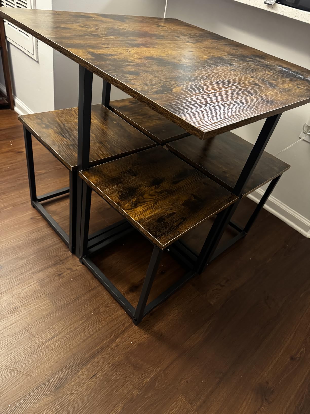 Yaheetech Small Dining Table Set for 4, Space Saving Table and Chairs, Gray customer photo 1