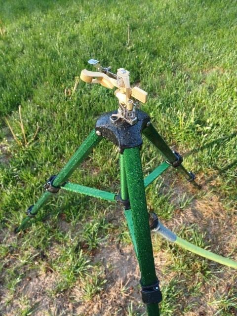 Biswing Impact Sprinkler Head on Tripod Base, Heavy Duty Lawn Sprinklers, 360 Degree Large Area Irrigation, Metal Sprinkler Nozzle & Solid Alloy Metal Extension Legs Flip Locks, 2 Pack customer photo 2