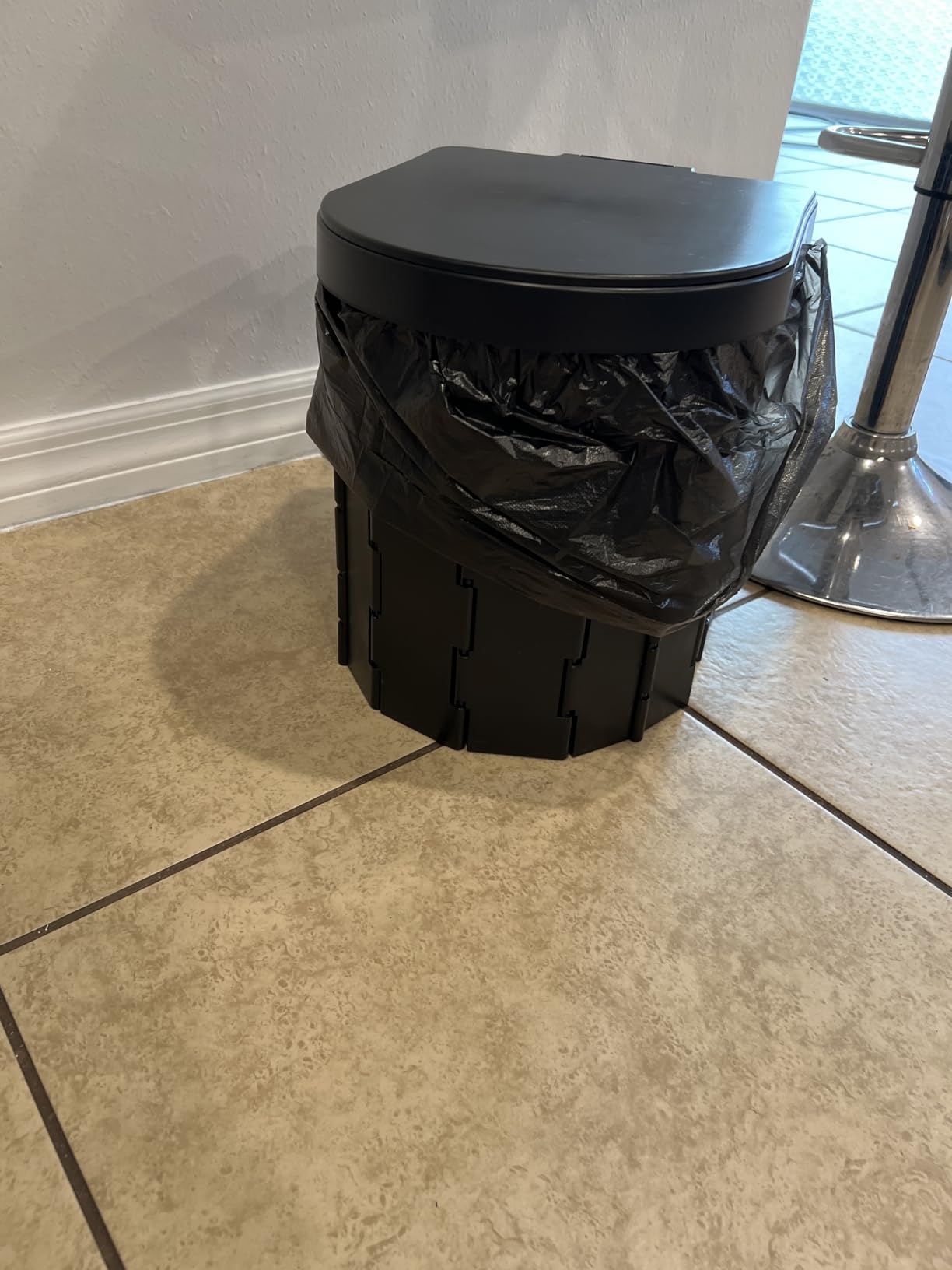 KINSPORY Camping Toilet, Portable Toilet for Adults & Kids, Foldable Potty & Outdoor Emergency Sanitation Products, Trash Can, Stool for Car Truck Camping Travel Hiking Fishing Long Trips (Deep Black) customer photo 2