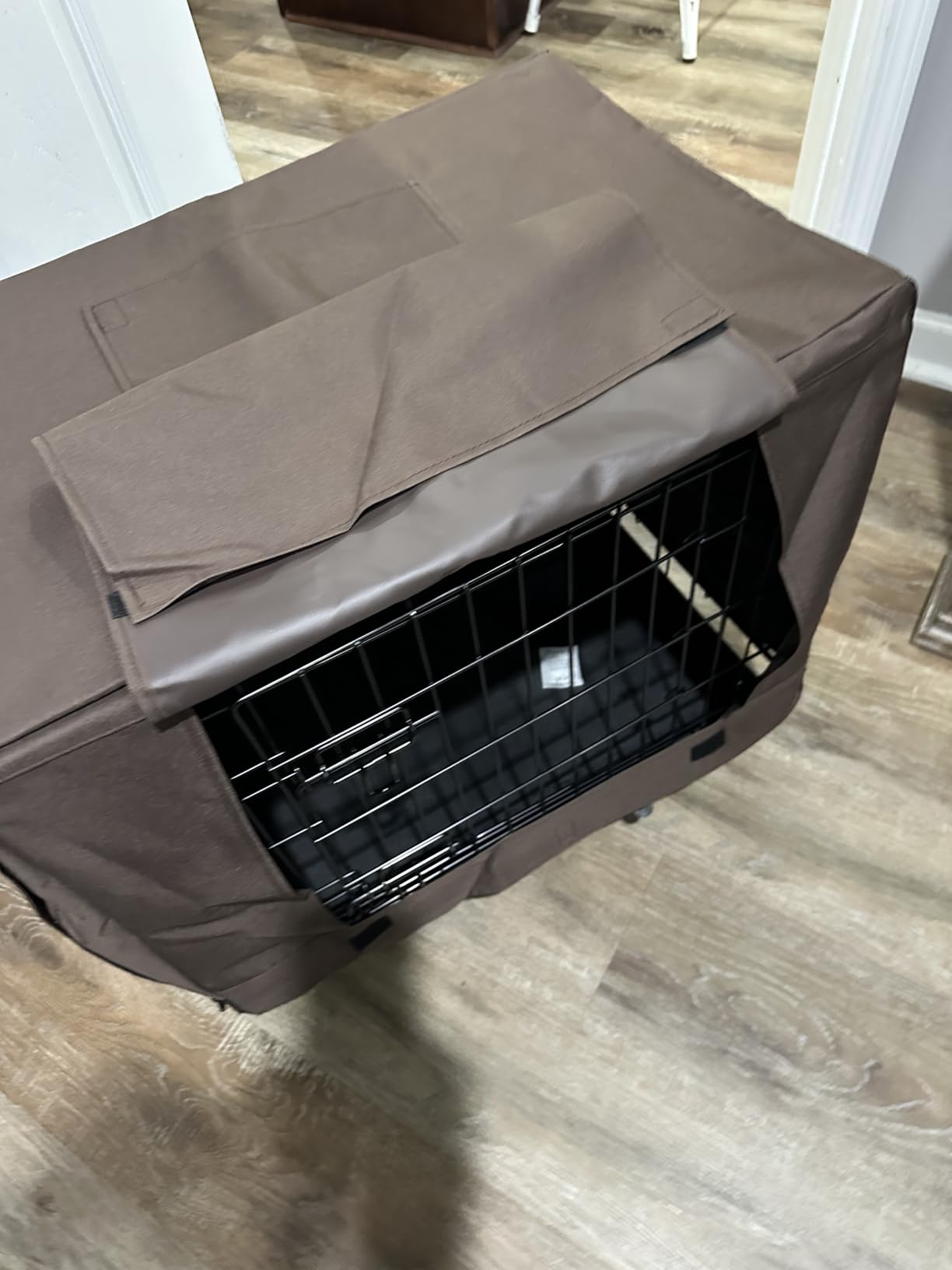 DONORO Dog Crates for Small Medium Size Dogs Indoor Double Door Dog Kennels & Houses for Puppy and Cats, Collapsible Metal Contour Dog Cages (Brown, 30.0