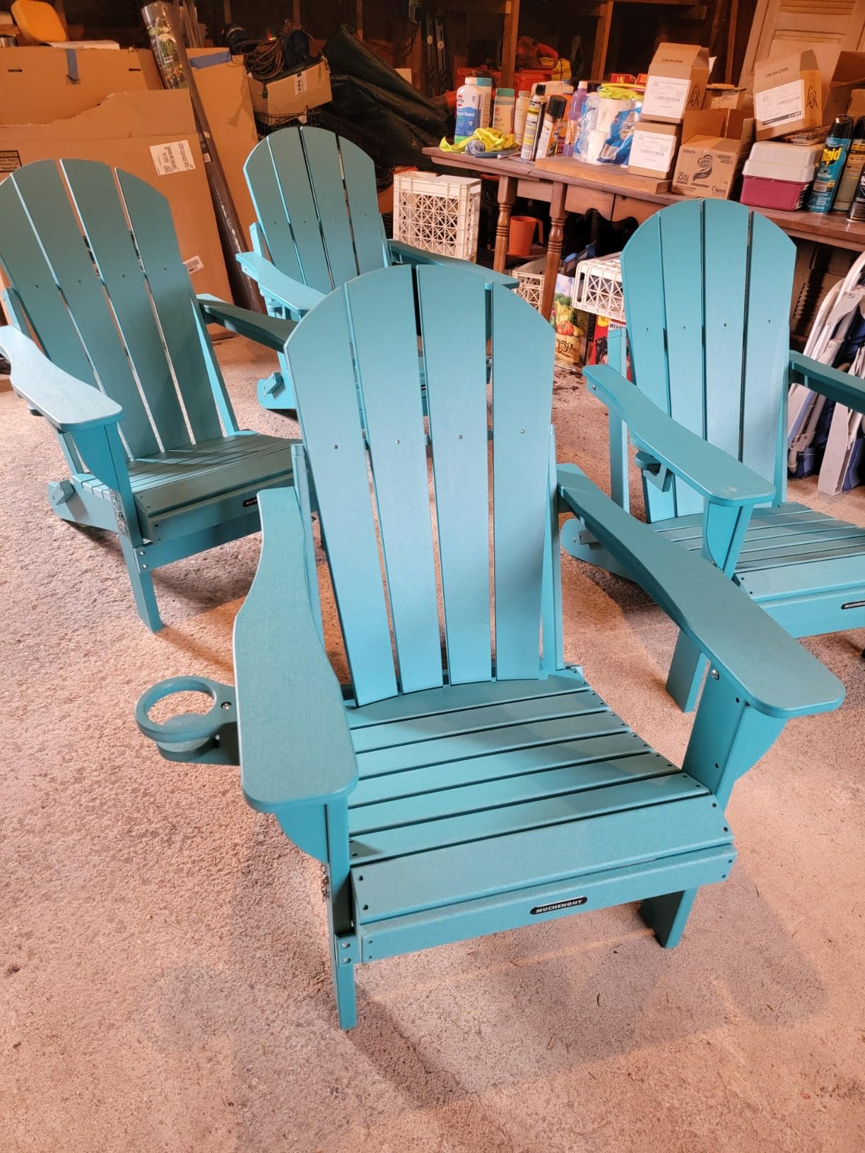 MUCHENGHY Folding Adirondack Chairs Patio Chairs Outdoor Adirondack Chair Weather Resistant Chair for Patio, Outside, Deck, Backyard, Fire Pit Chair, Campfire Chairs (Black) customer photo 1