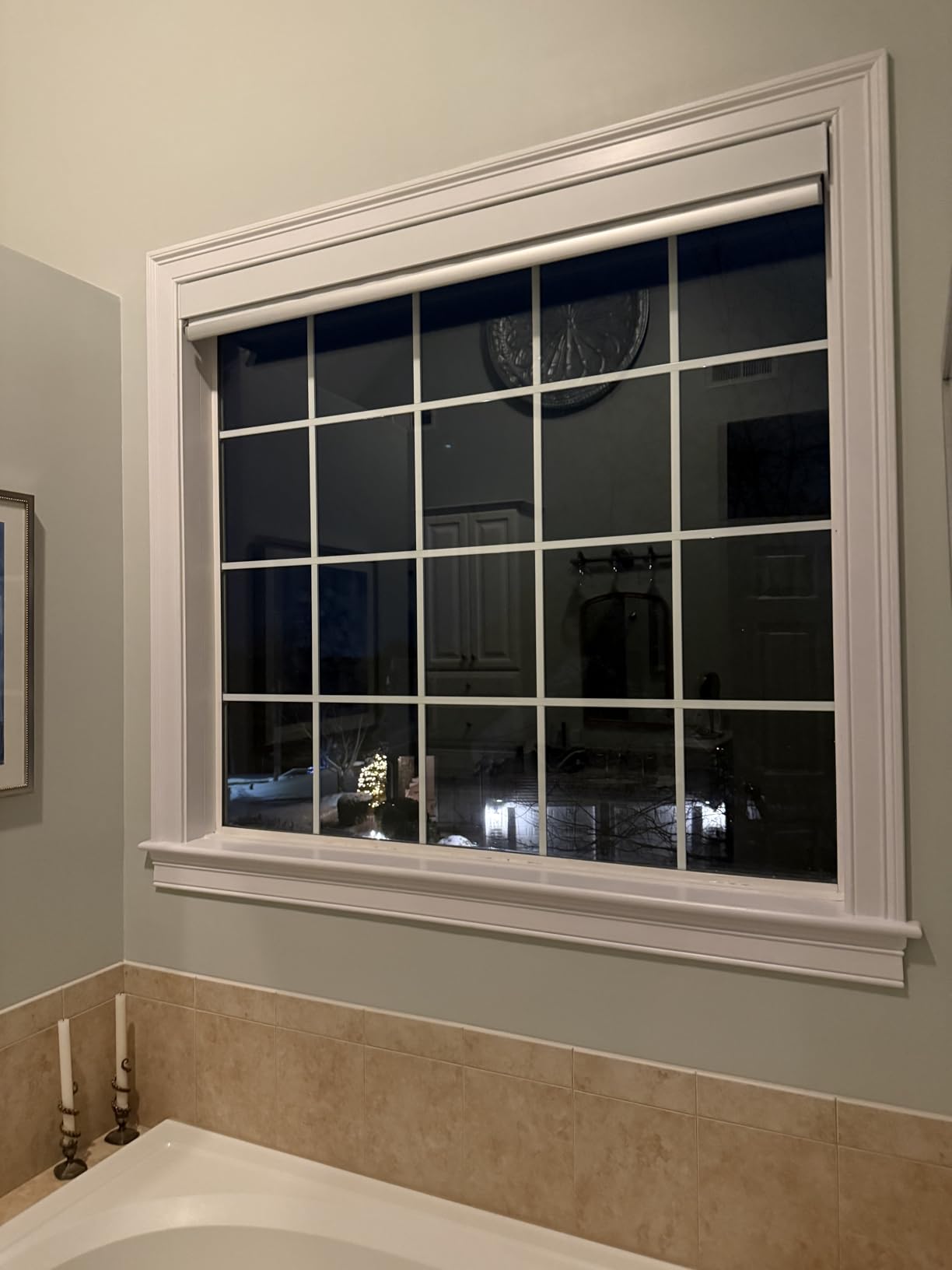 Motorized Roller Shades, 100% Blackout, Gentle White customer photo 2