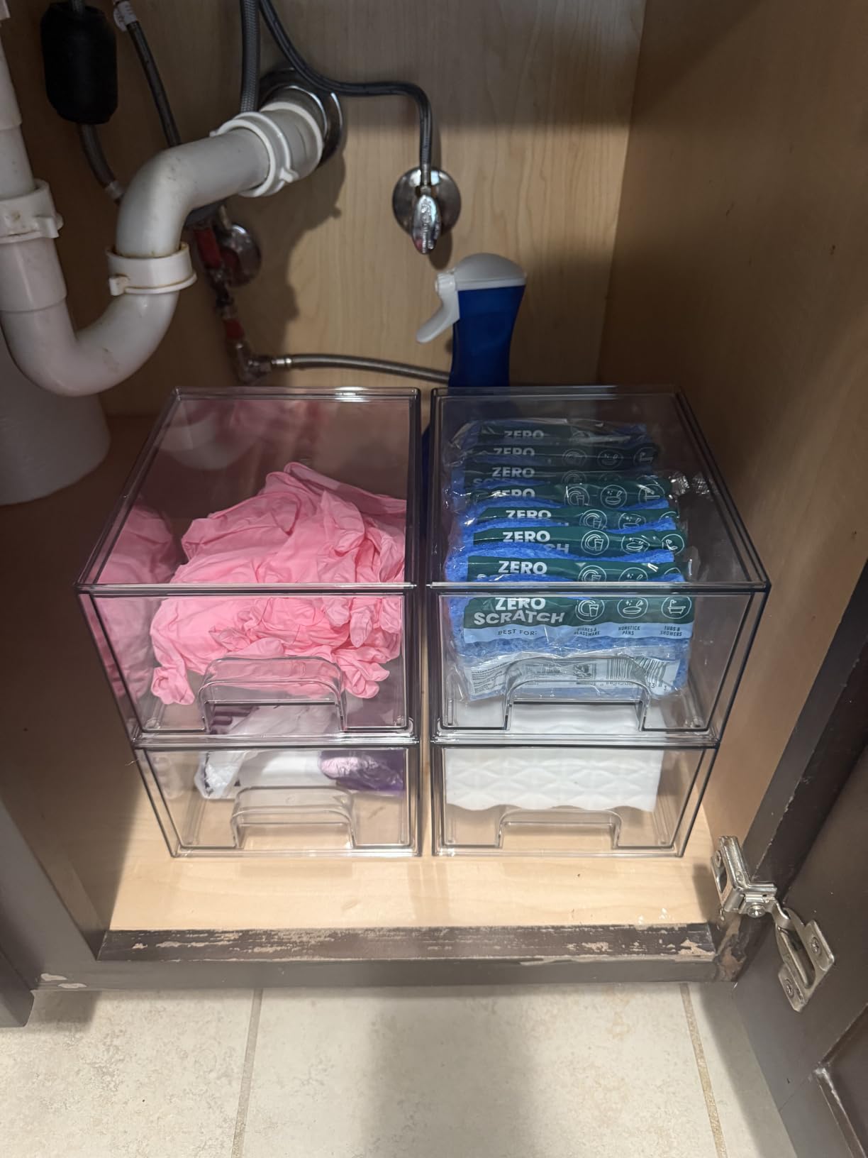 Vtopmart 4 Pack Small Clear Stackable Storage Drawers, Fits Narrow Spaces customer photo 2