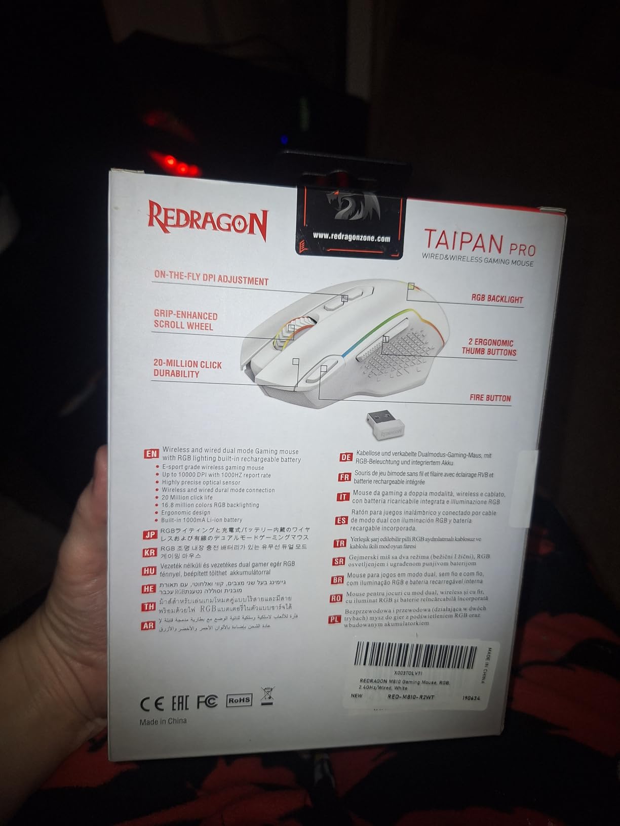 Redragon M810 PRO Wireless RGB Gaming Mouse 10000 DPI Remapping Keys customer photo 1