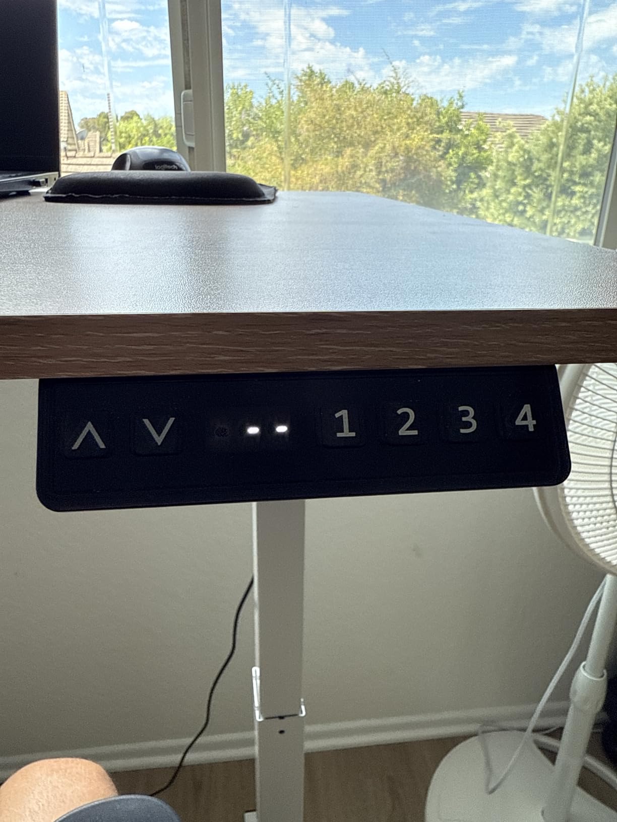 SHW 55 x 28 Electric Height Adjustable Standing Desk w/Drawer, Walnut customer photo 2