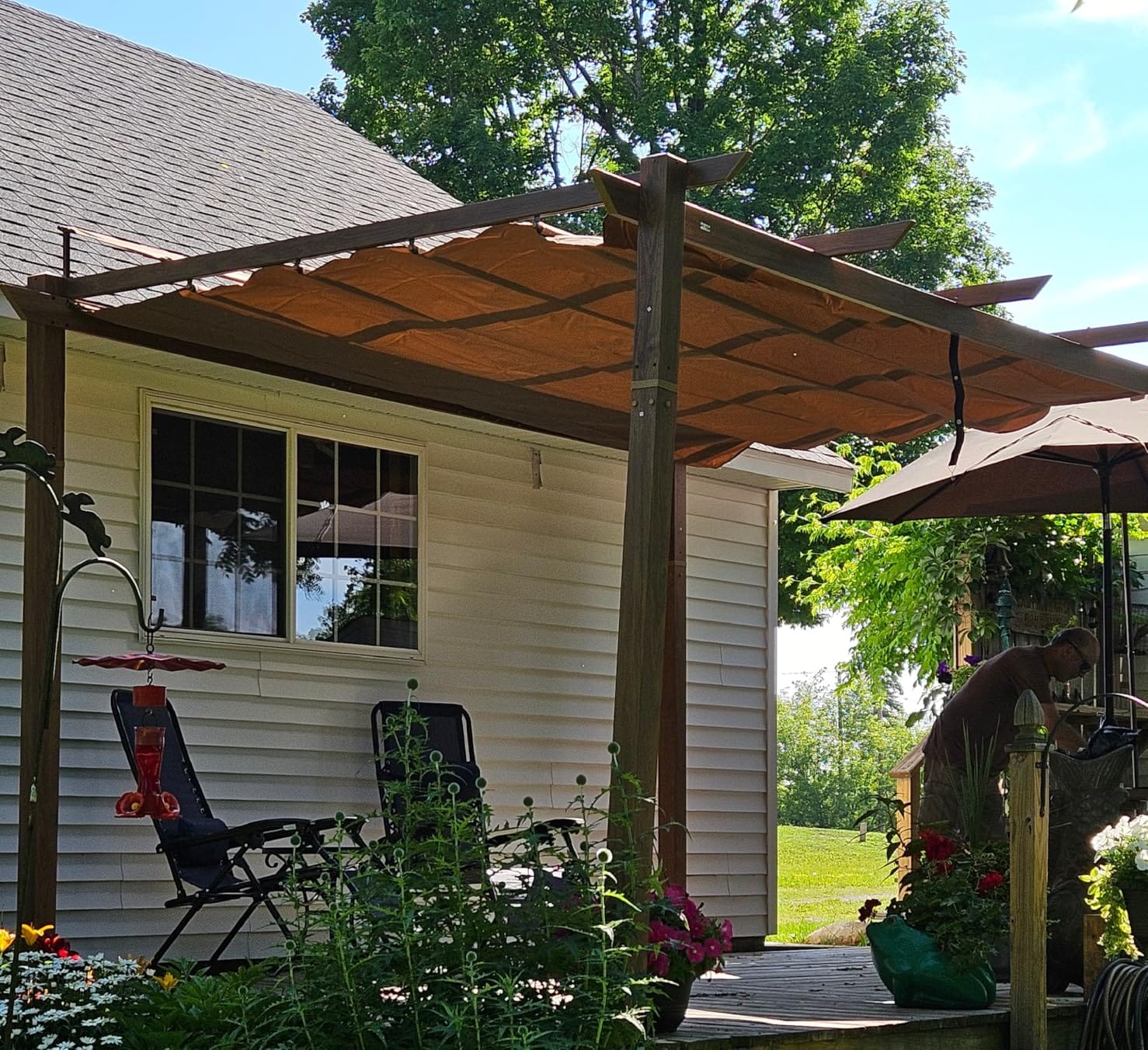 Domi 11’ X 16’ Outdoor Retractable Pergola with Weather-Resistant Canopy Aluminum Garden Pergola Patio Grill Gazebo for Courtyard customer photo 1