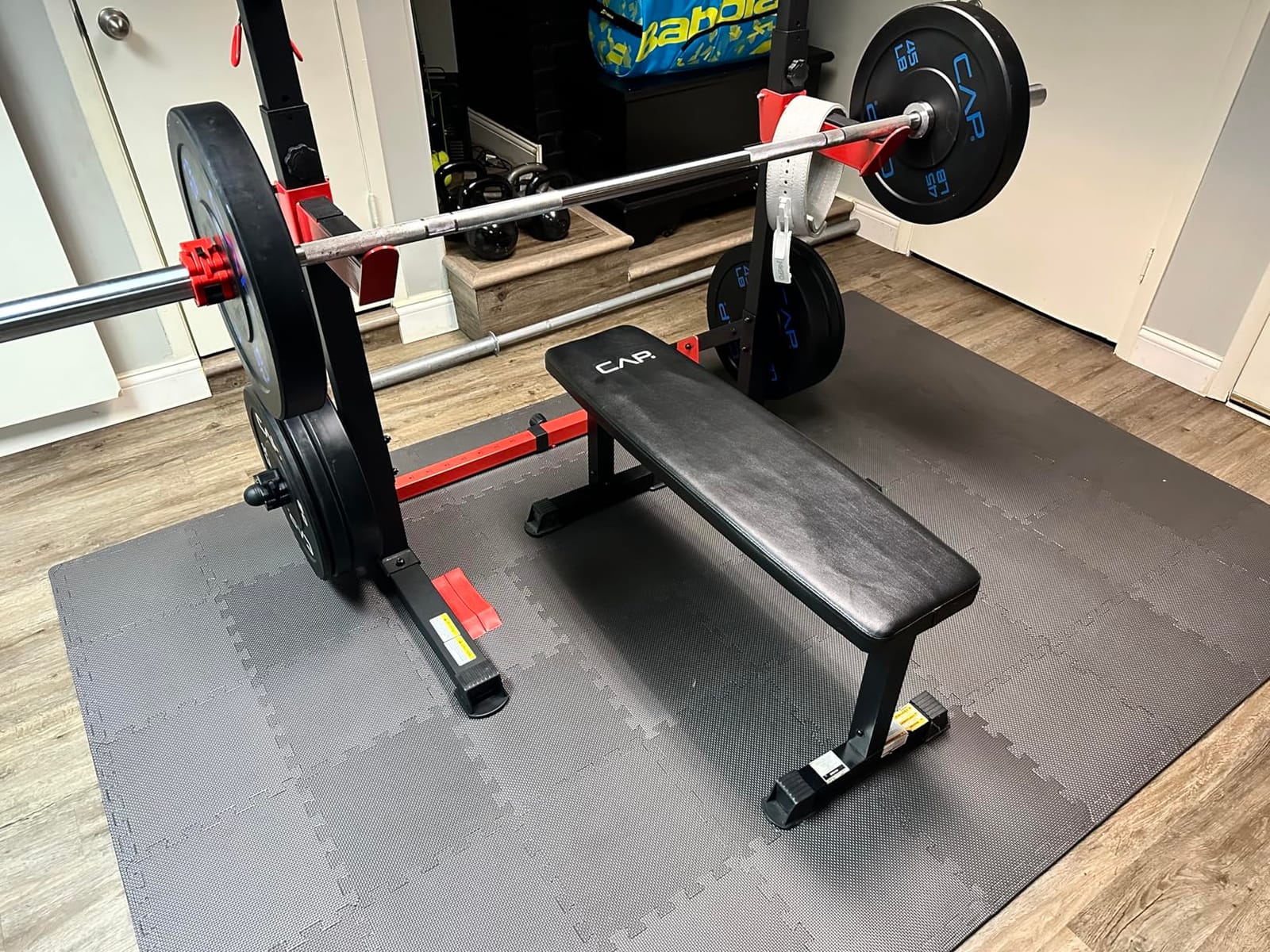 HARISON Heavy Duty Squat Rack, Bench Press Rack, Adjustable Barbell Rack for Home Gym,Multi-functional Half Rack Weight Lifting, Power Rack customer photo 2