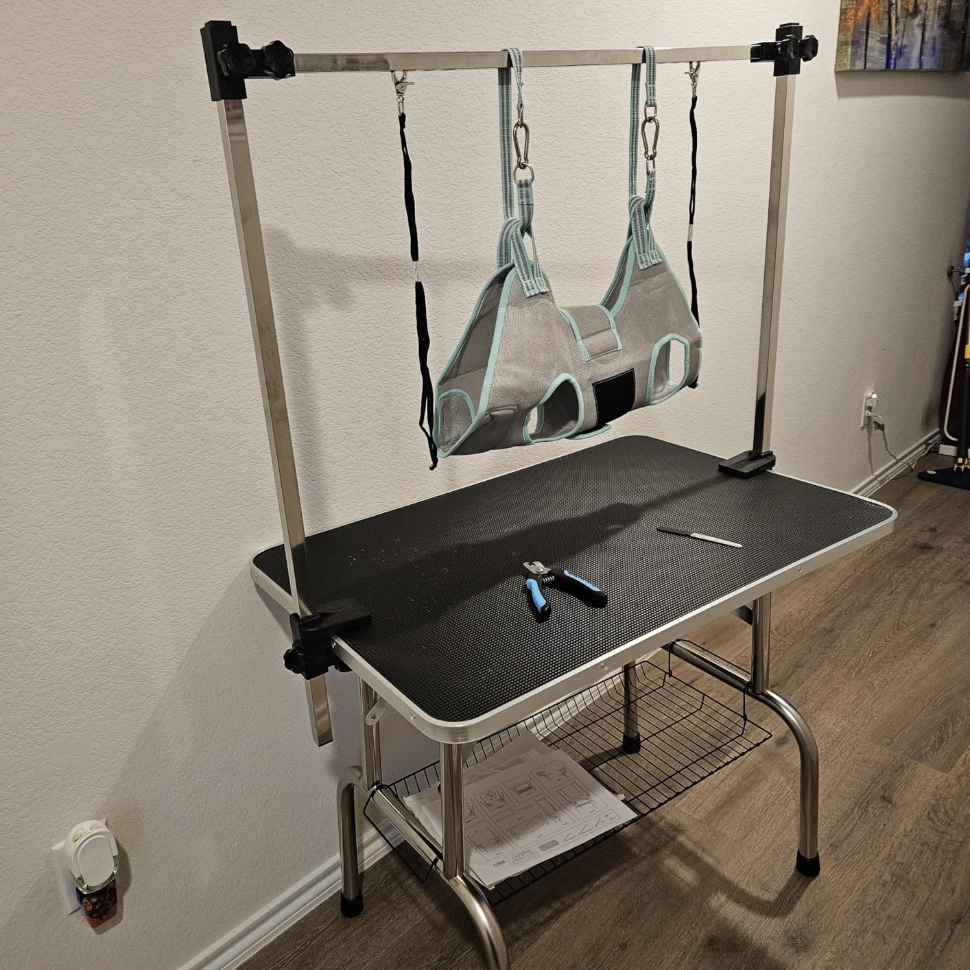 Lyromix 42'' Foldable Dog Grooming Table with Arms/Nooses/Mesh Tray, Black customer photo 1