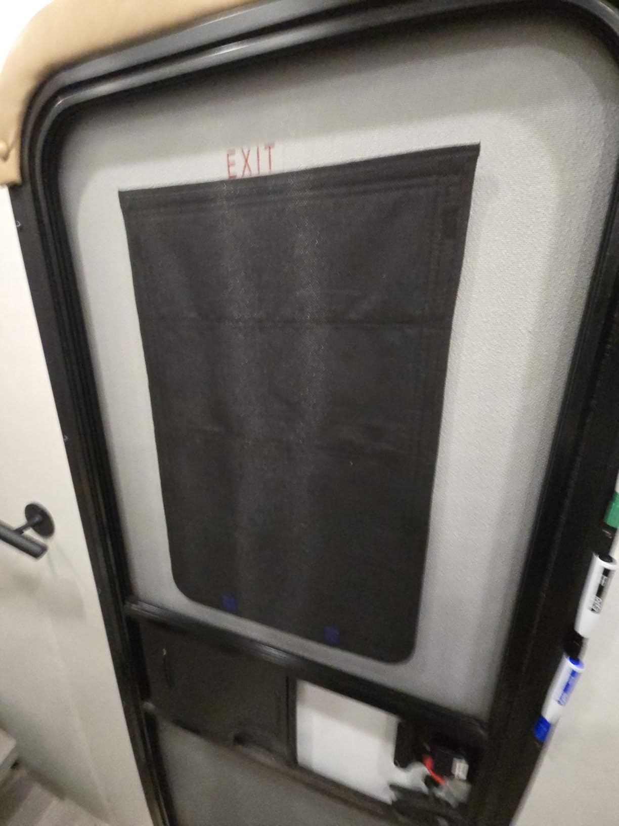 funomo RV Door Window Shade, New Model Foldable RV Blackout Window Cover, UV Rays Protection Camper Trailer Door Window Cover, Hook and Loop Fastener Waterproof Thickened Oxford Fabric (Black-B) customer photo 1