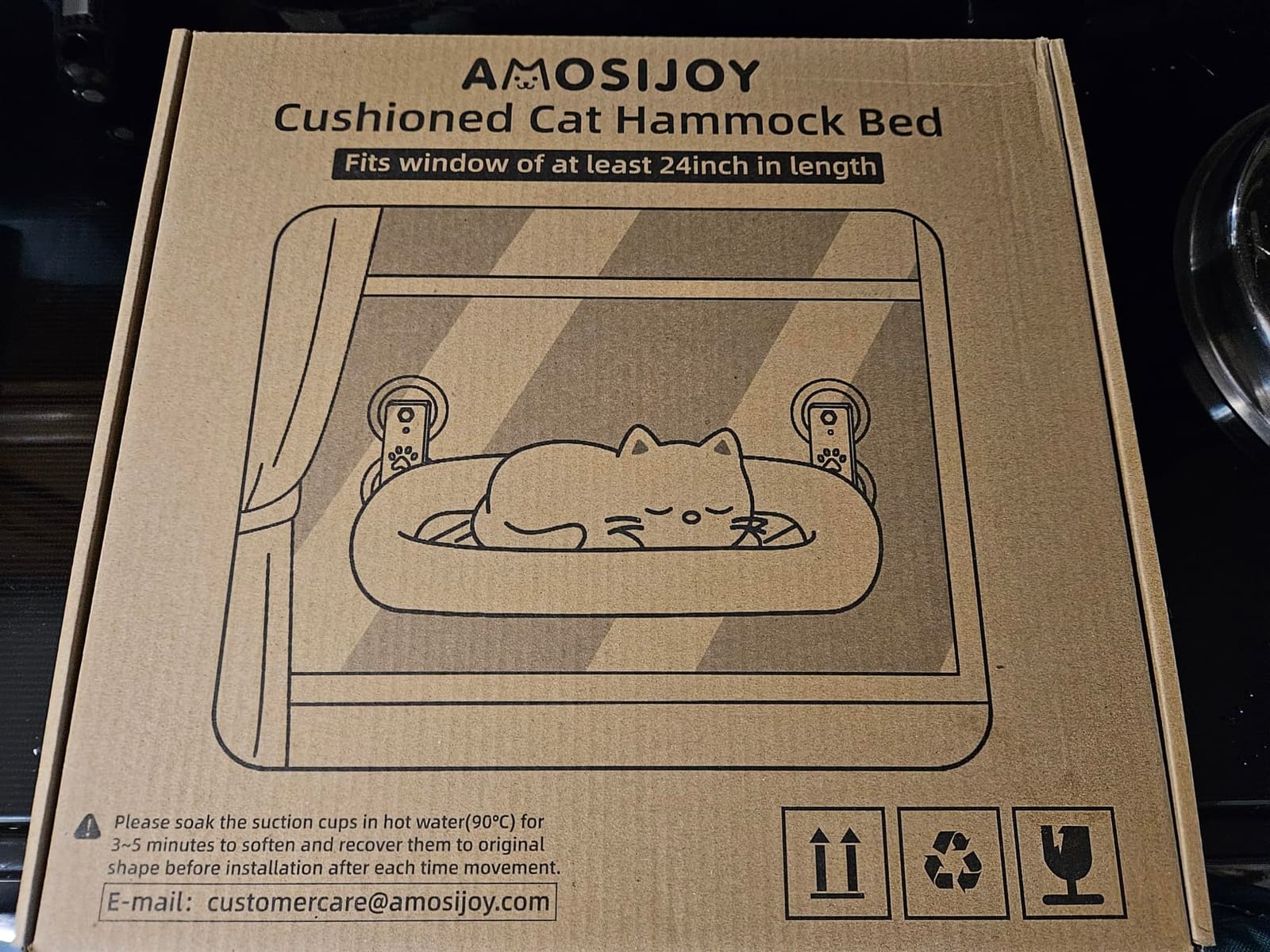 AMOSIJOY Cordless Cat Window Perch with Cushion Bed Metal Frame, L White customer photo 2