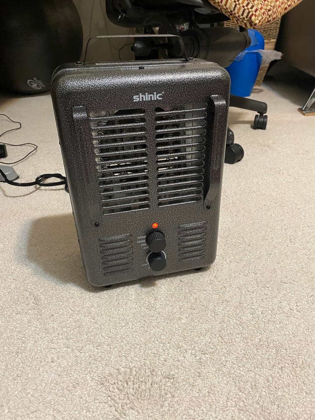 Shinic Space Heater,1500W Milkhouse Heater with Thermostat, Stay Cool Durable Metal Housing, Overheat protection, 3-Prong Plug, Tip-Over Auto Shut Off, Utility Heater for Garage, Bedroom, Greenhouse customer photo 2