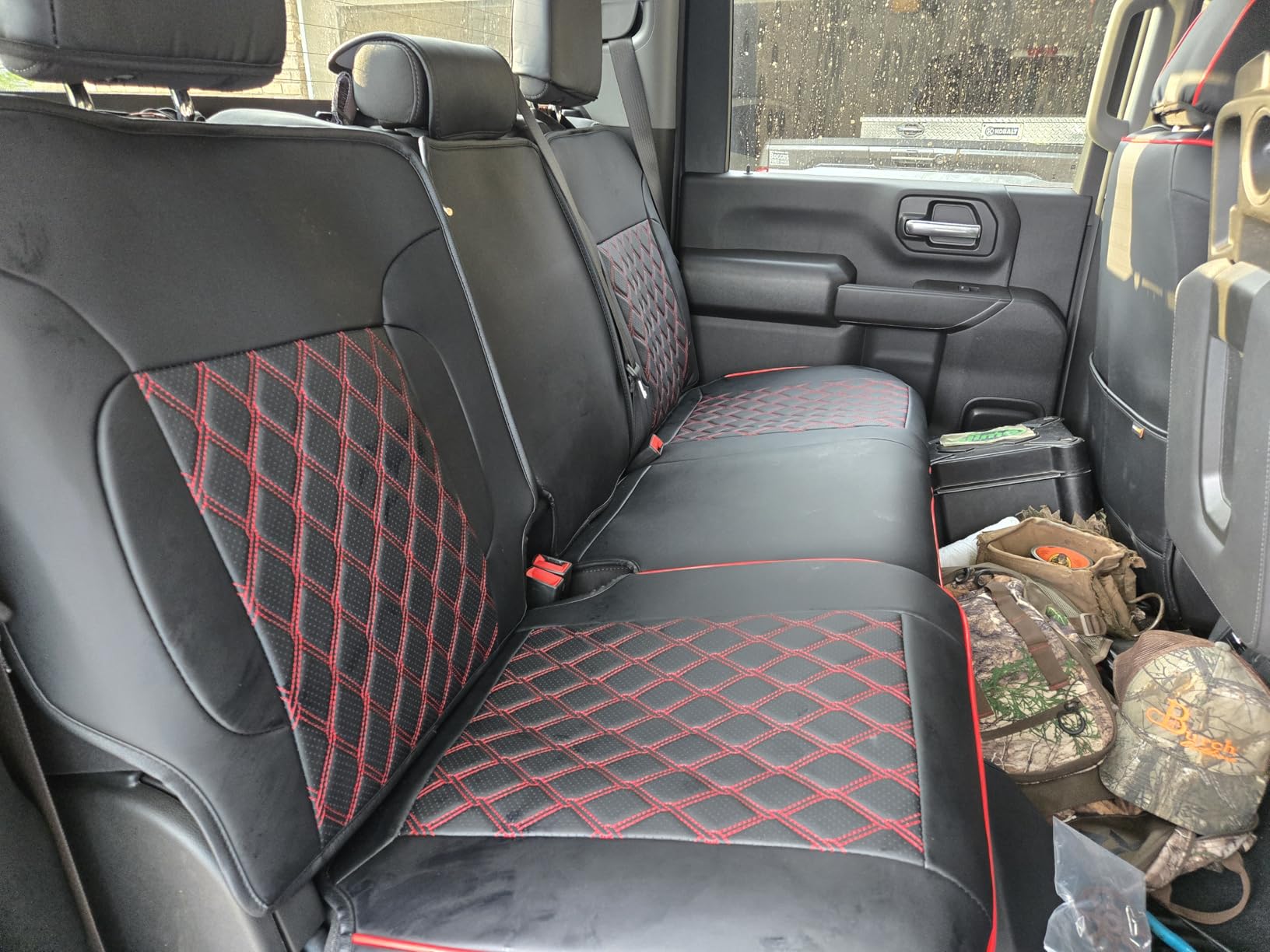 Huidasource Fit for Chevy Silverado Seat Covers, GMC Sierra Seat Covers 2007-2013&2019-2026 1500, 2020-2026 2500HD 3500HD Crew Double Extended Cab, Thickened Nappa Leather Seat Covers for Trucks Black customer photo 2