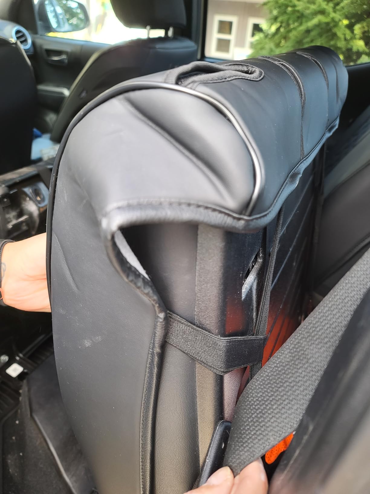 Huidasource Tacoma Seat Cover Front & Rear, Full Coverage Waterproof Leather Custom Cover Fit for 2016-2023 Double & Crew Cab Toyota Tacoma SR SR5 Limited TRD Sport/Pro/Off Road (Full Set/Black&Red) customer photo 1