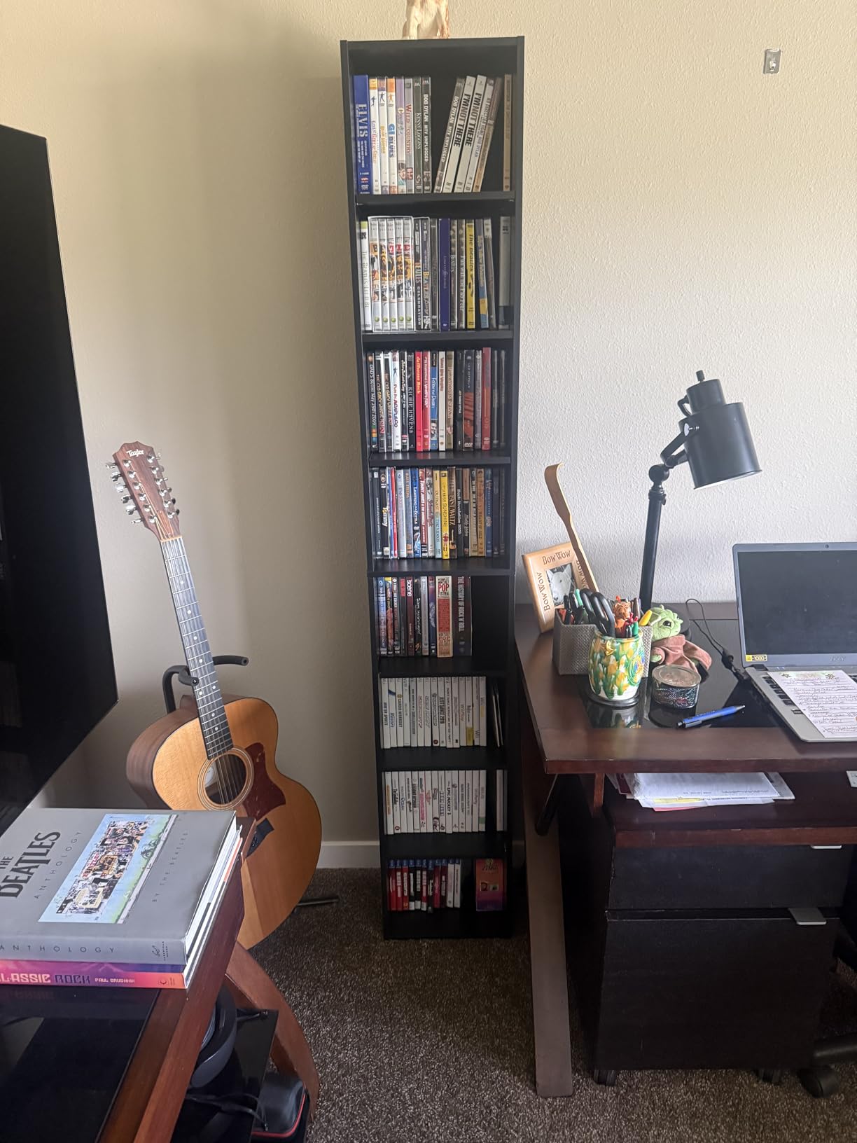 FOTOSOK Bookshelf Bookcase 8-Tier Narrow Bookshelf Tall CD Media Tower Rack customer photo 2