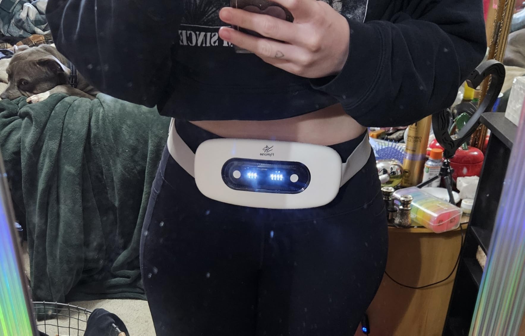 Portable Cordless Menstrual Heating Pad with 4 Heat Levels and 4 Massage Modes,Electric, Fast Large Heating Belly Wrap Belt (Black) customer photo 2