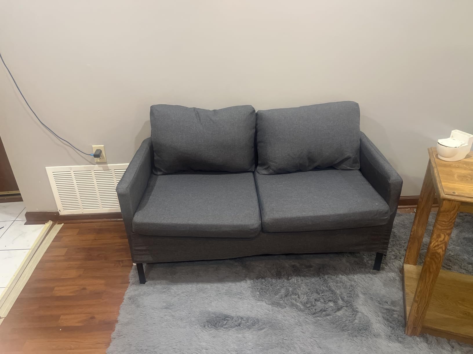 TYBOATLE 51'' Dark Grey Small Couch Loveseat, 2-Seater Linen Sofa customer photo 2