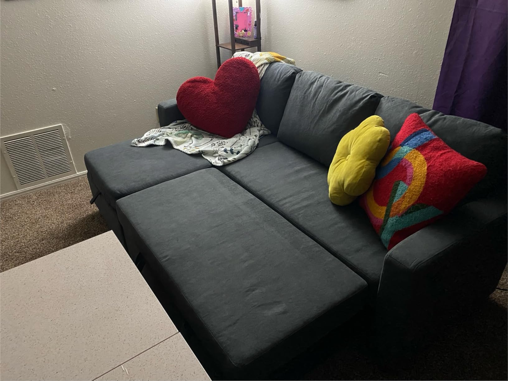 Yaheetech L Shaped Pull Out Sectional Sofa Bed with Storage, Black customer photo 2