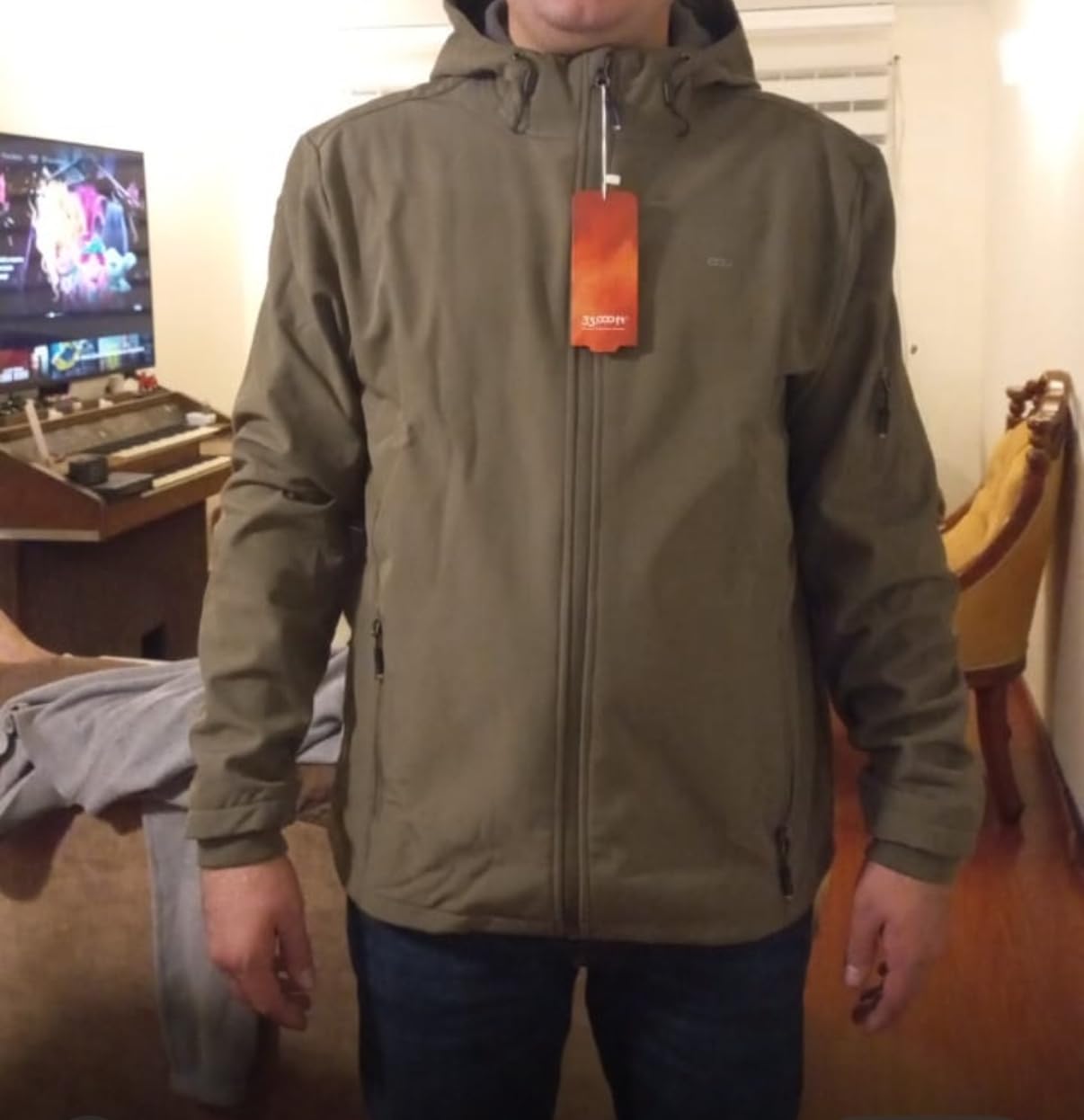 33,000ft Men's Hooded Fleece Lined Rain Shell Jacket Waterproof Lightweight customer photo 2