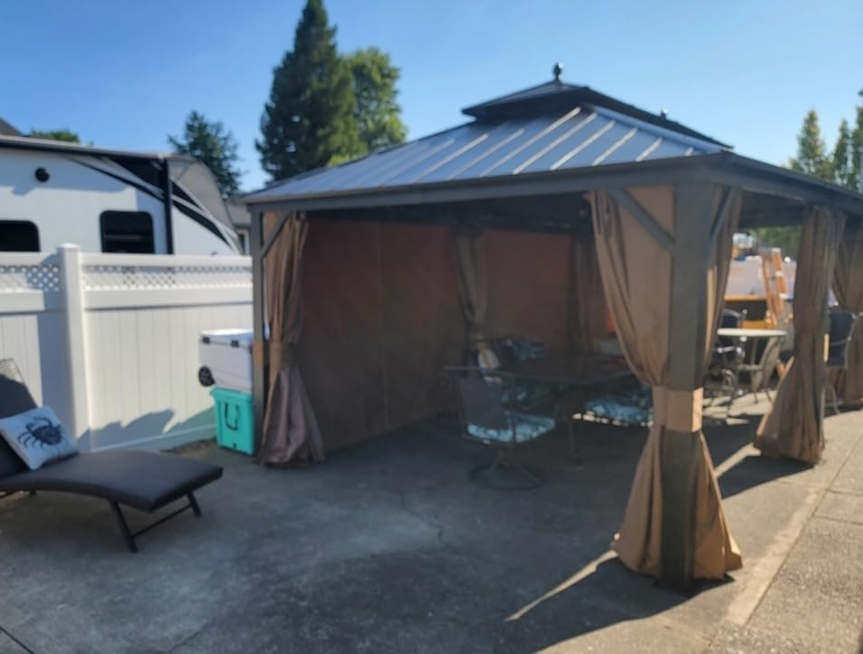 YITAHOME 12x14ft Hardtop Gazebo with Nettings and Curtains Heavy Duty customer photo 1