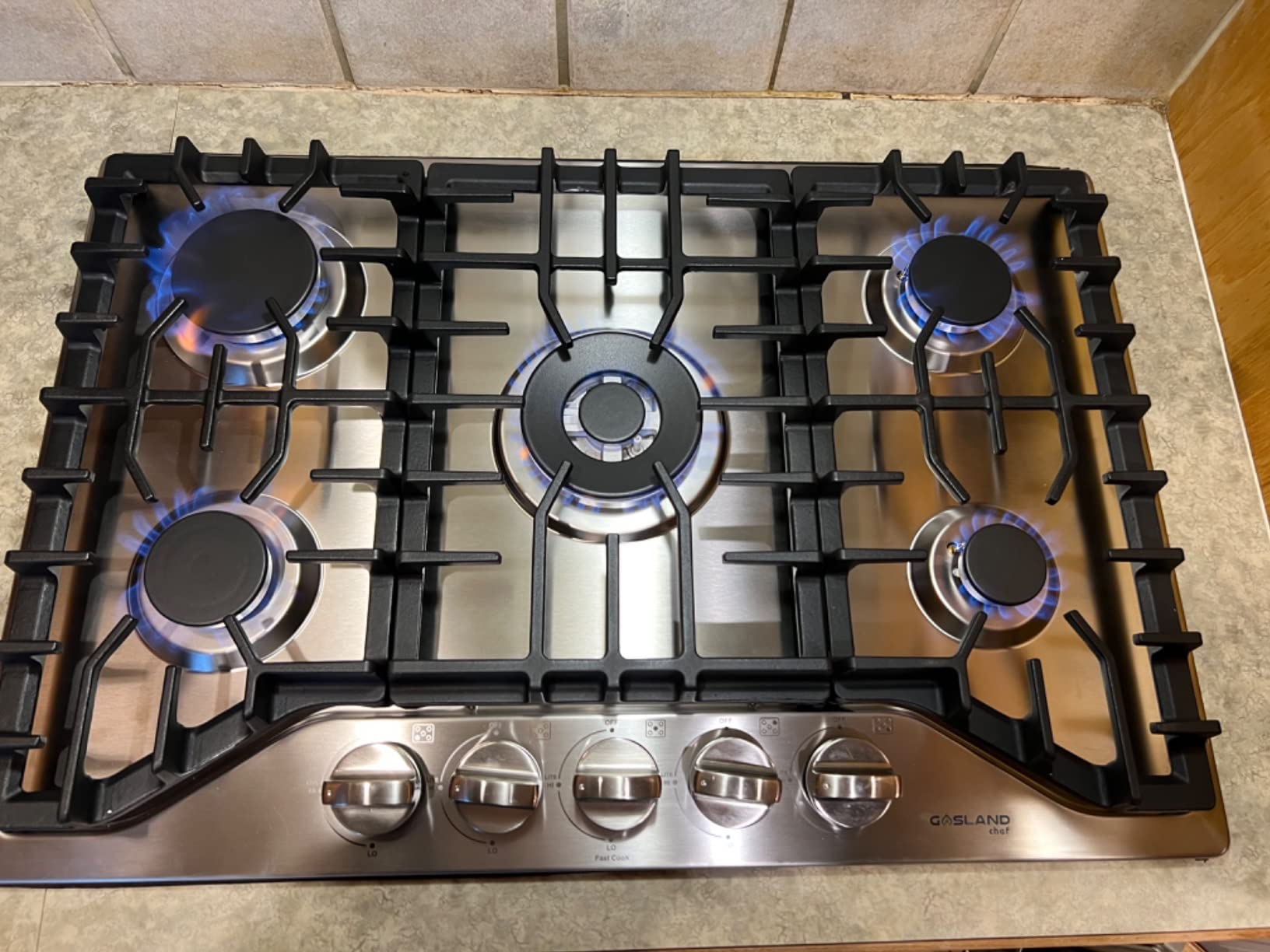 GASLAND 36 Inch Gas Cooktop, PRO GH3365SF 5 Burner Gas Stovetop with Reversible Cast Iron Grill/Griddle, Plug-in, NG/LPG Convertible Cooktops, Stainless Steel customer photo 1