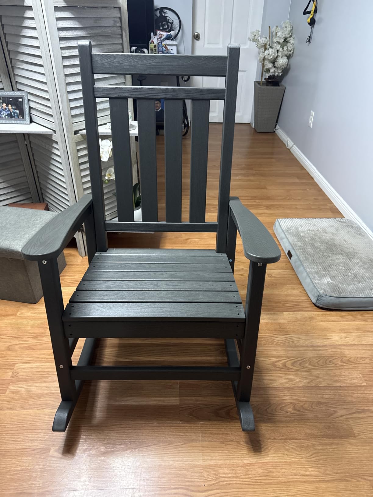 SERWALL Outdoor Rocking Chair Set of 2, HDPE Rocking Chairs for Adult, Grey customer photo 1