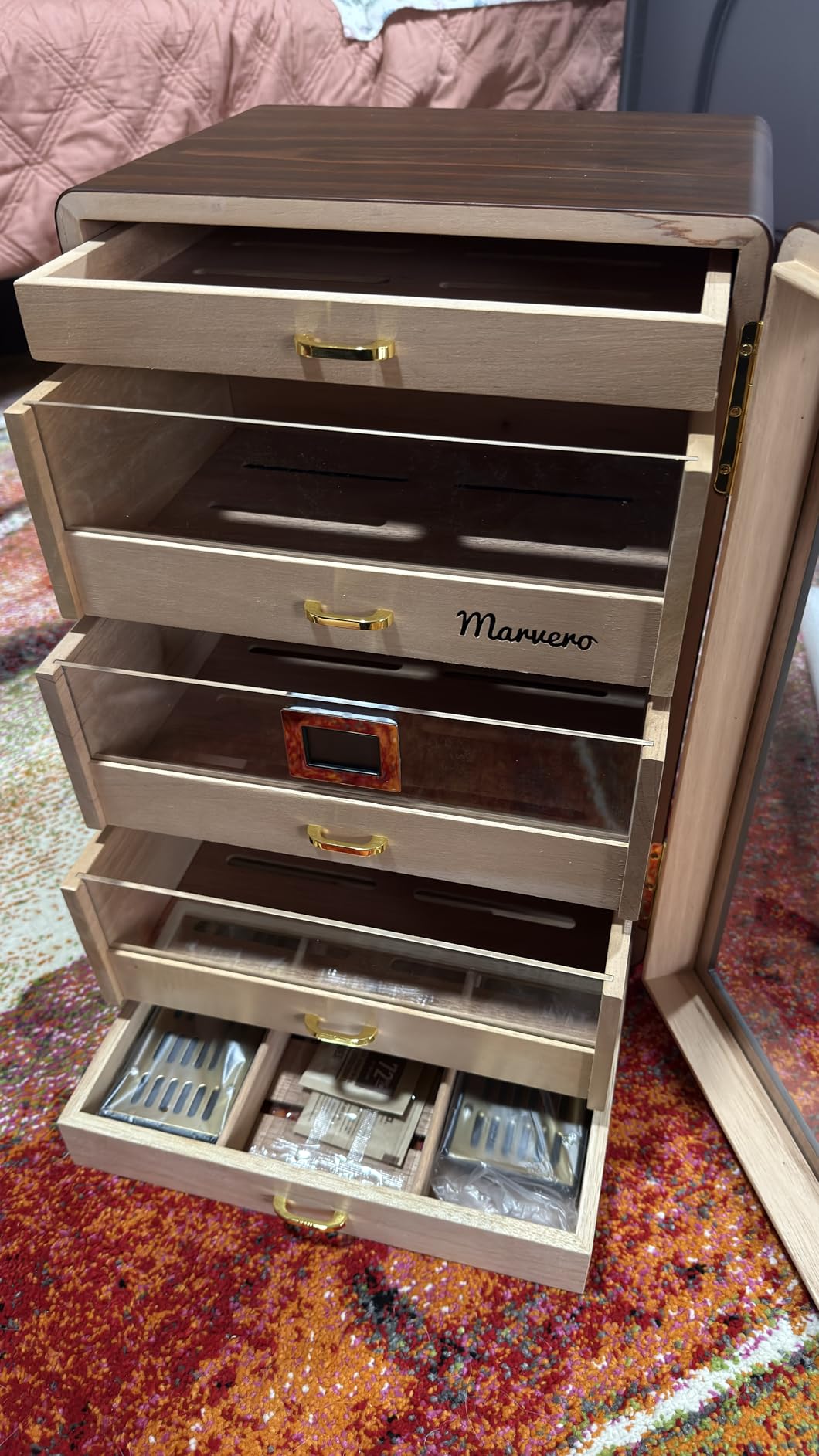 150-Count Ebony Cigar Humidor Cabinet with Digital Hygrometer,Gift customer photo 2